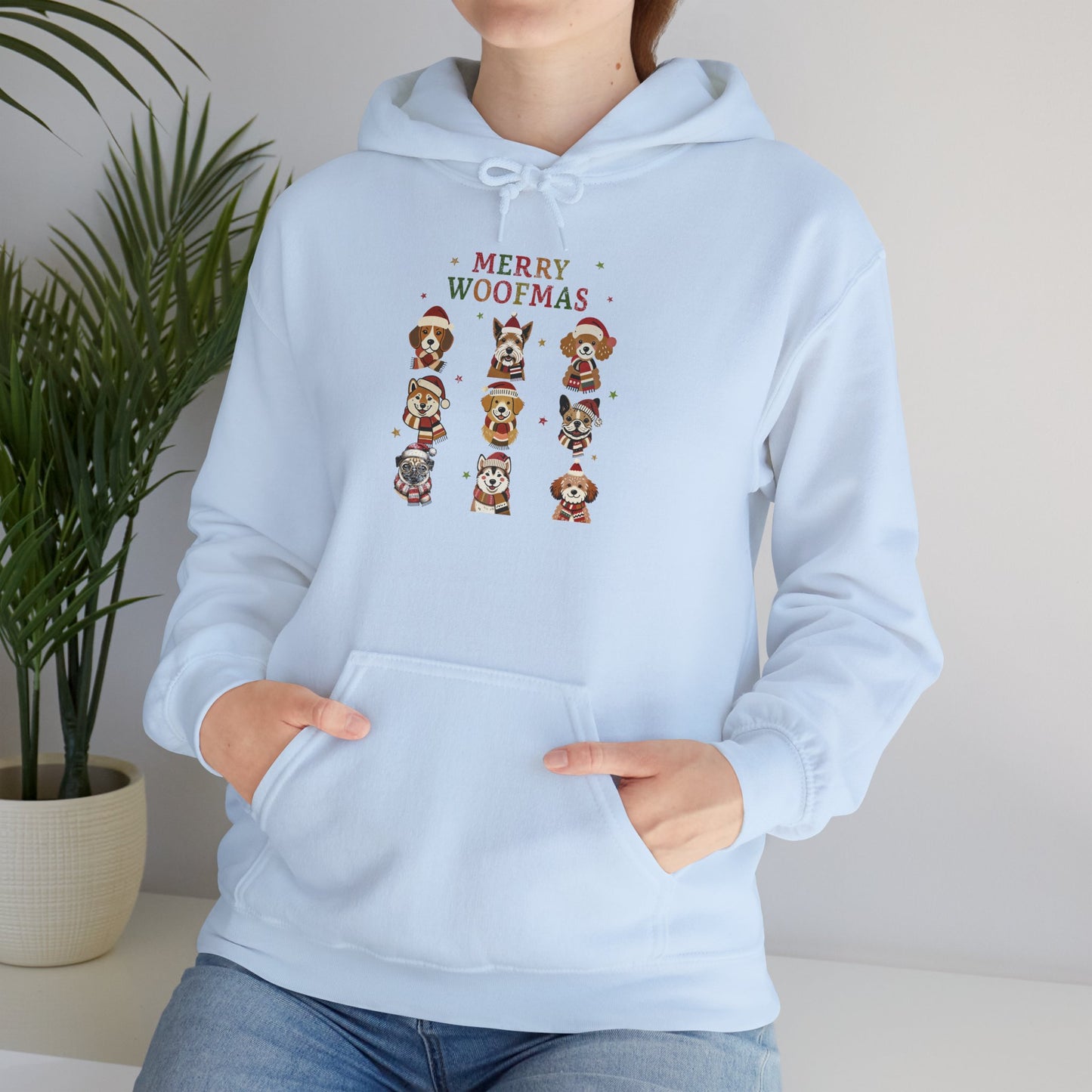 Merry Woofmas Hoodie, Cozy Dog Lover Hoodie, Gift for Pet Owners, Cute Holiday Apparel, Festive Furry Friends Clothing