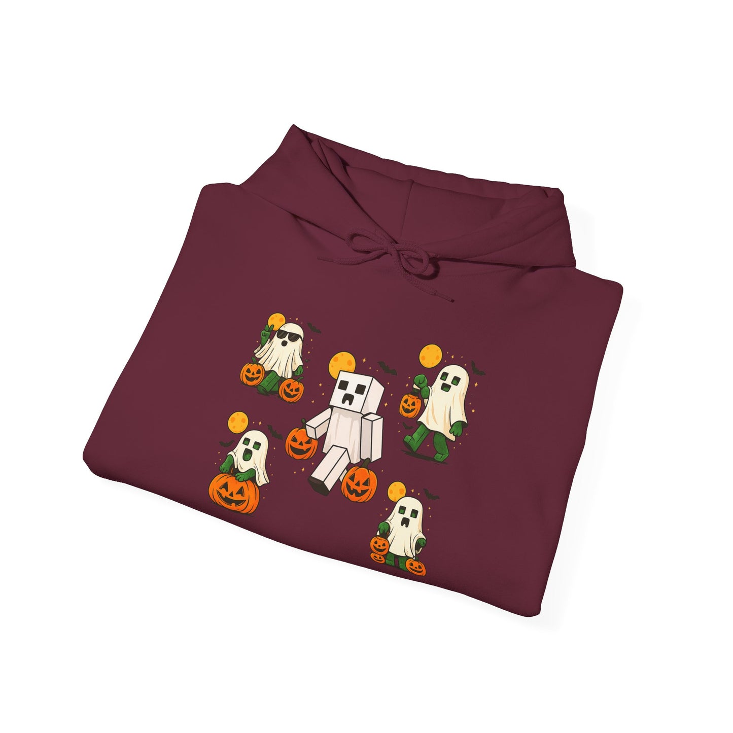 Halloween Themed Unisex Hoodie, Cozy Fall Hoodie, Pumpkin Ghost Design, Autumn Apparel, Perfect for Trick-or-Treating