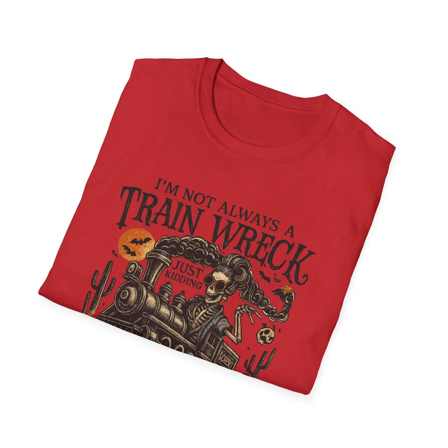 Train Wreck Unisex Softstyle T-Shirt | Funny Graphic Tee, Halloween Shirt, Gift for Friends, Casual Wear, Unique Design