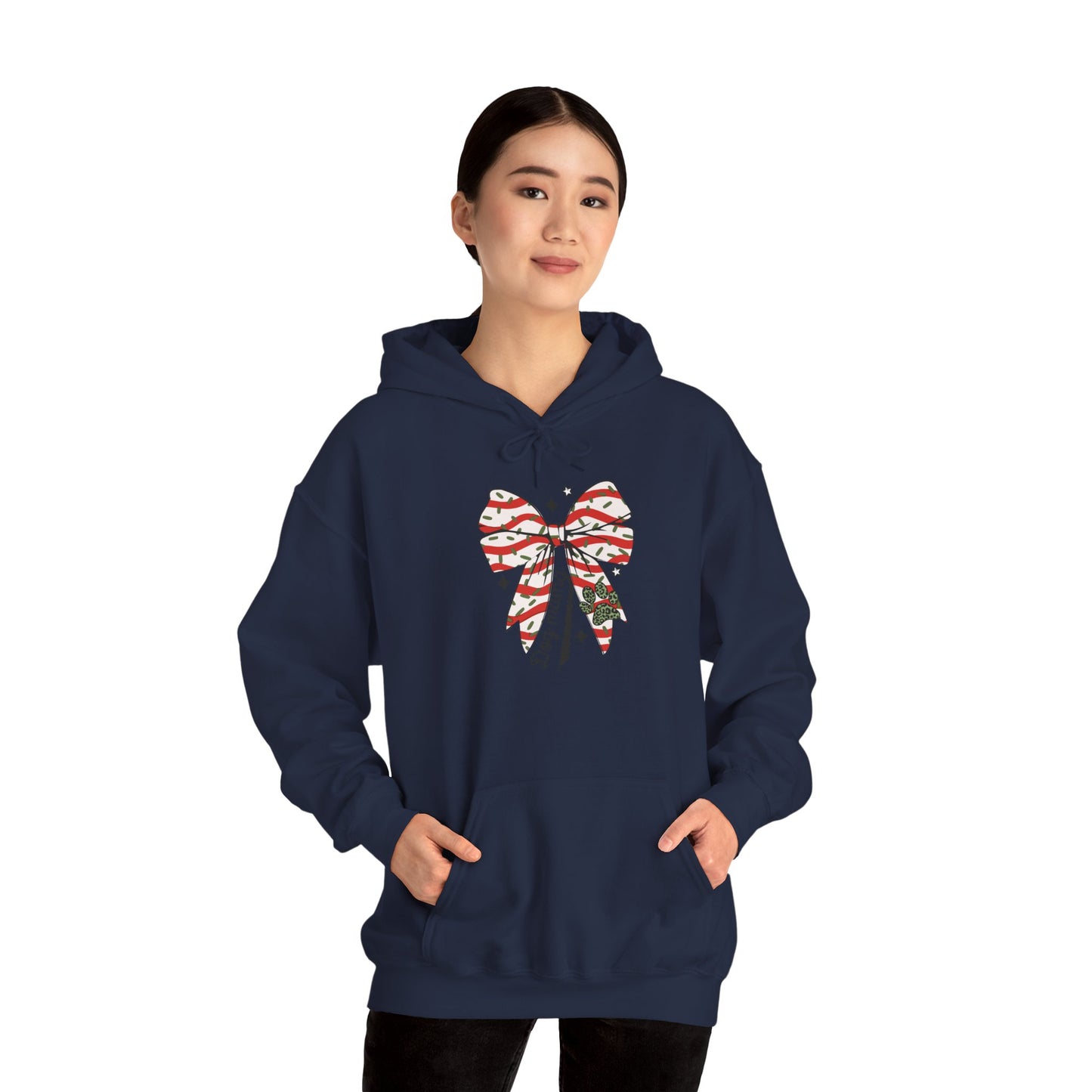 Festive Bow Hoodie for Holiday Cheer, Cozy Gift for Friends, Christmas Style, Winter Fashion, Comfortable Hoodie