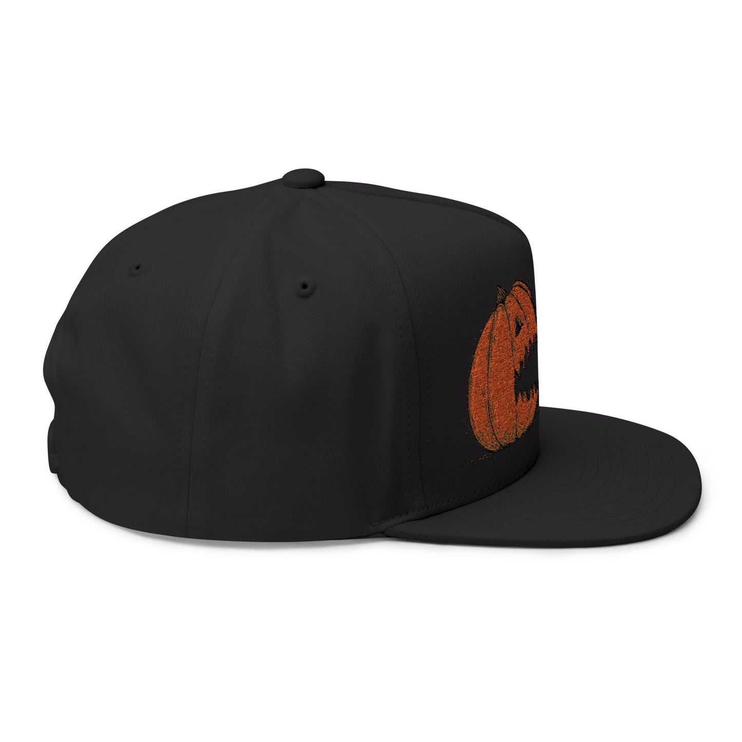 Halloween Pumpkin Ghost Flat Bill Cap, Spooky Hat, Embroidered Cap for Trick-or-Treat, Fun Costume Accessory, Fall Fashion, Gifting Ideas