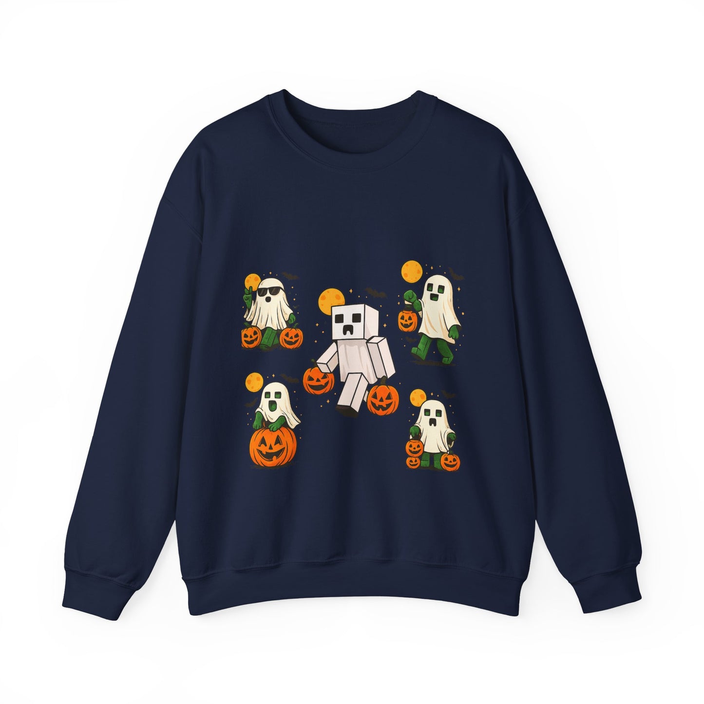 Halloween Ghost Cartoon Sweatshirt, Unisex Crewneck, Cozy Autumn Wear, Halloween Gifts, Spooky Season Apparel, Cute Sweatshirt