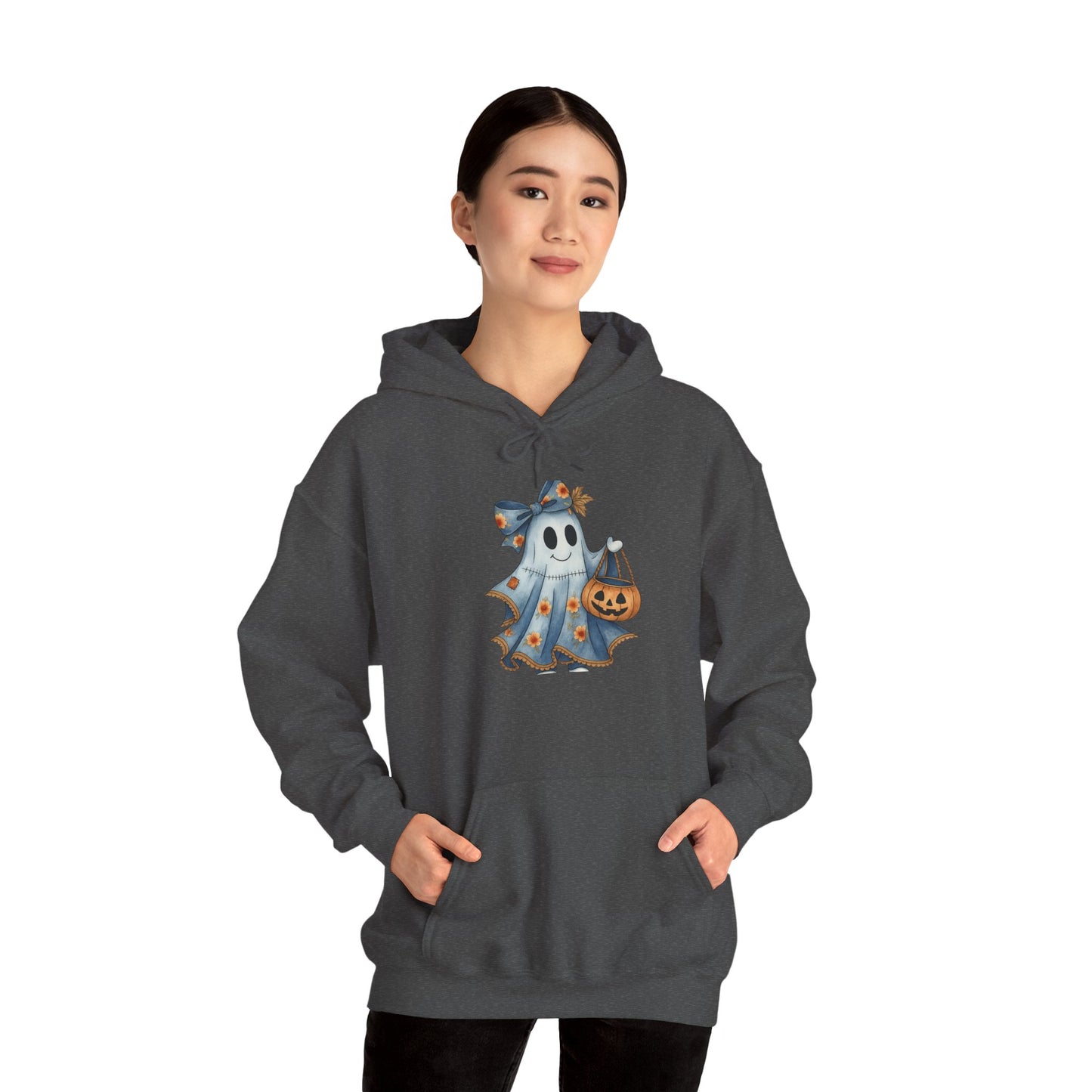 Ghostly Fun Hooded Hoodie, - Halloween Spirit, Cozy Comfort, Unisex Style, Casual Wear, Spooky Gift