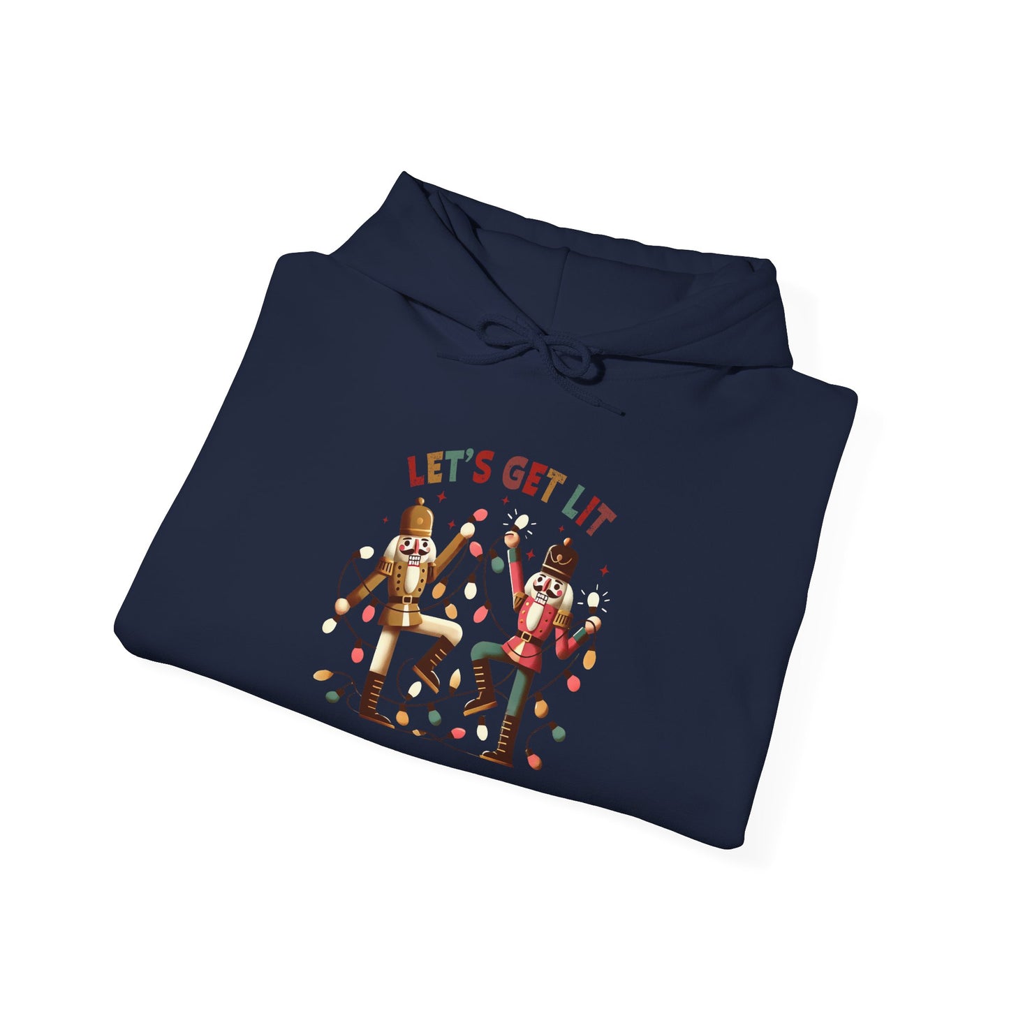 Festive Hooded Sweatshirt - Let's Get Lit, Winter Apparel, Holiday Gift, Cozy Layer, Unisex Style, Casual Wear