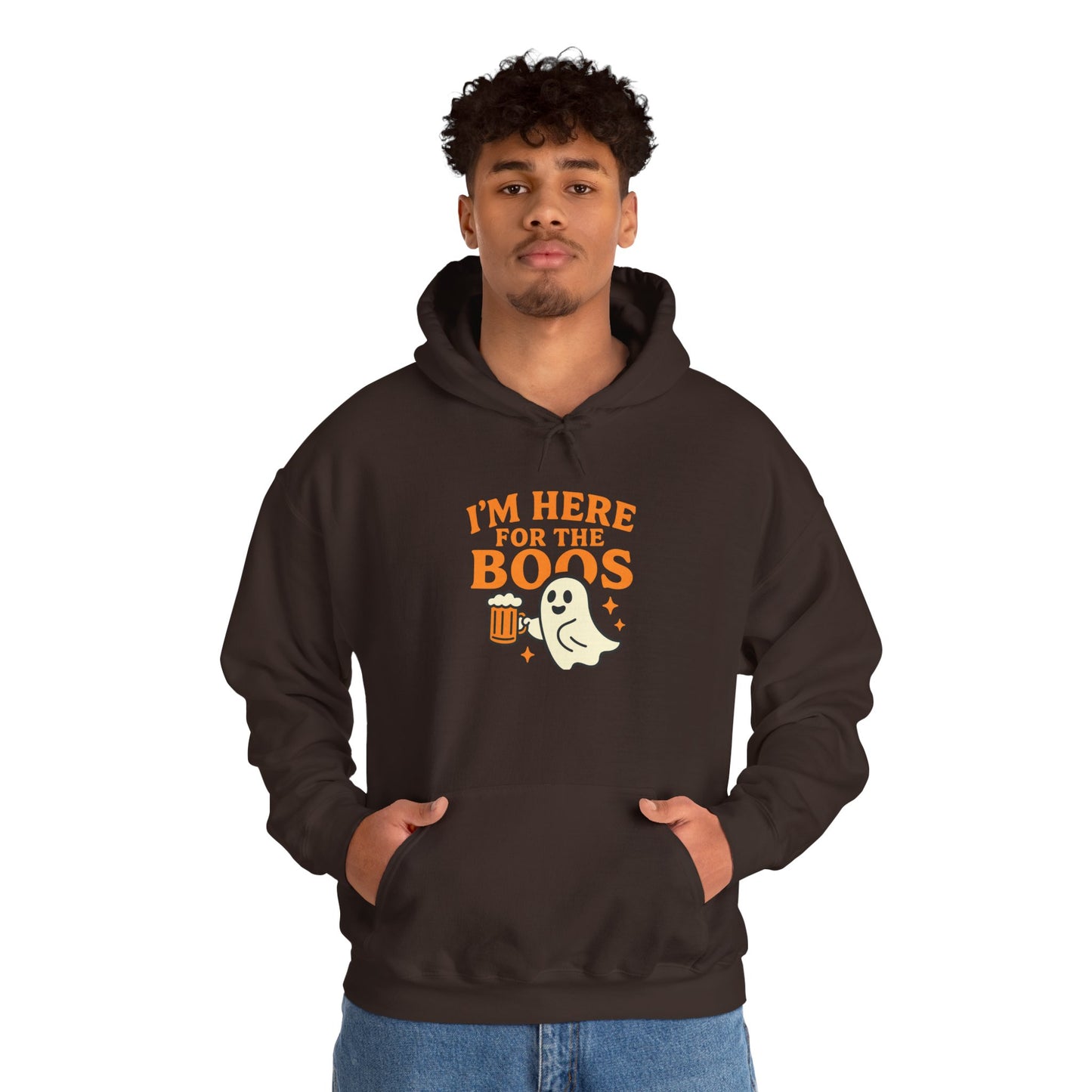 Halloween Party Hoodie, I'm Here for the Boos Hoodie, Unisex Halloween hoodie, Ghost Design Hooded Pullover, Spooky Season Apparel