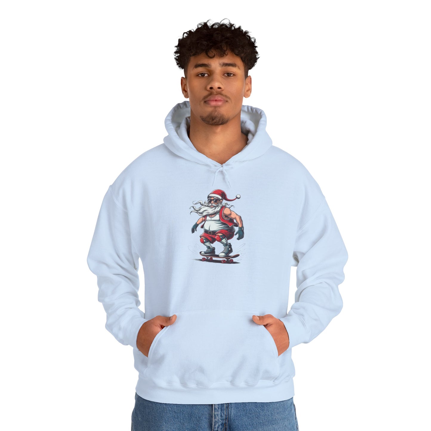Santa Skateboarding Unisex Heavy Blend Hoodie, Christmas Sweatshirt, Holiday Gift, Cozy Winter Apparel, Fun Santa Design