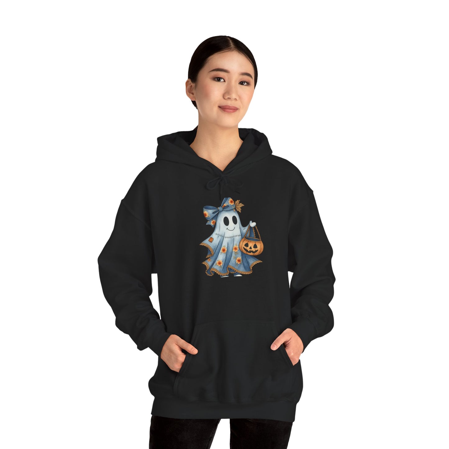 Ghostly Fun Hooded Hoodie, - Halloween Spirit, Cozy Comfort, Unisex Style, Casual Wear, Spooky Gift