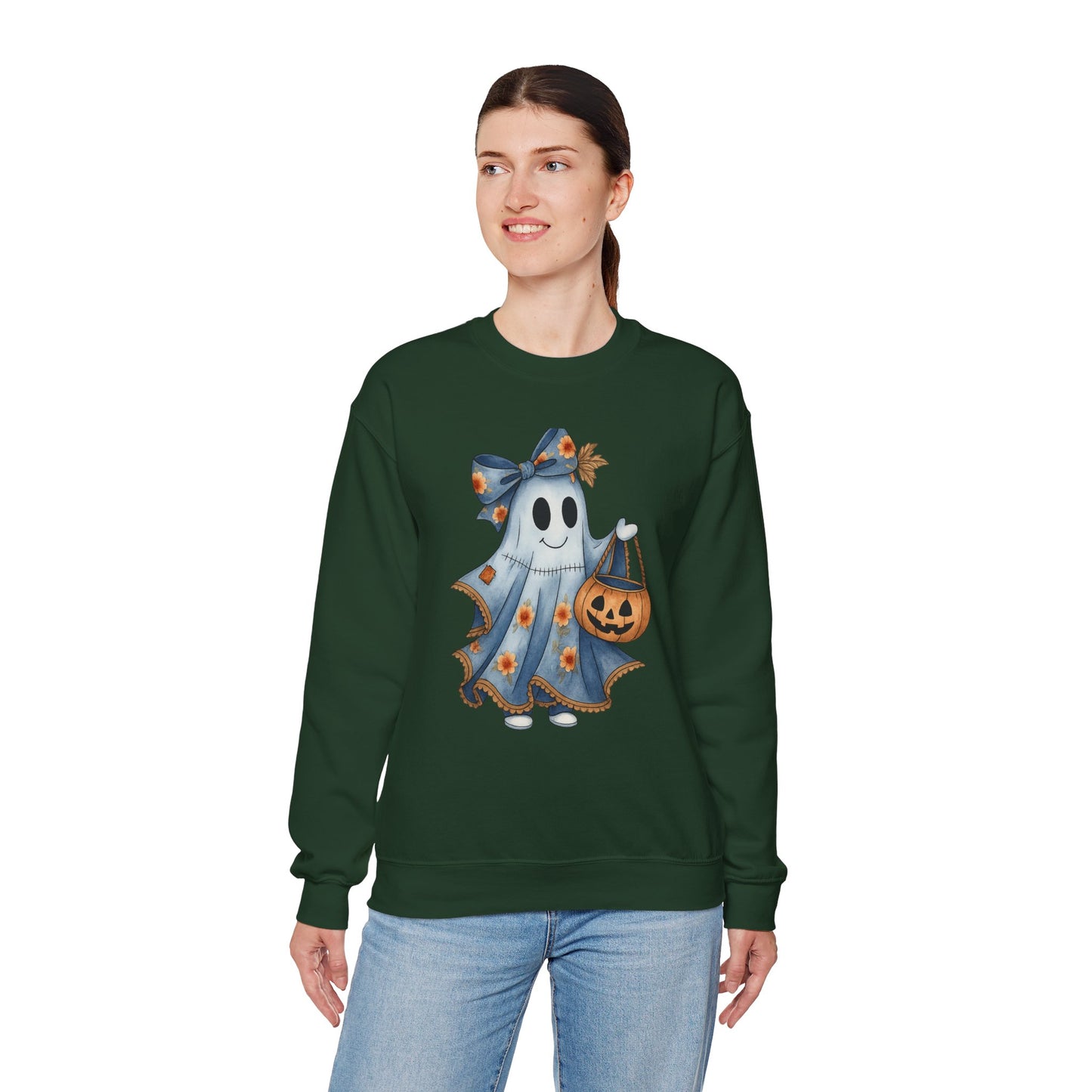 Cute Ghost Halloween Sweatshirt, Unisex Crewneck, Cozy Fall Apparel, Spooky Season Gift, Trick or Treat, Halloween Celebration