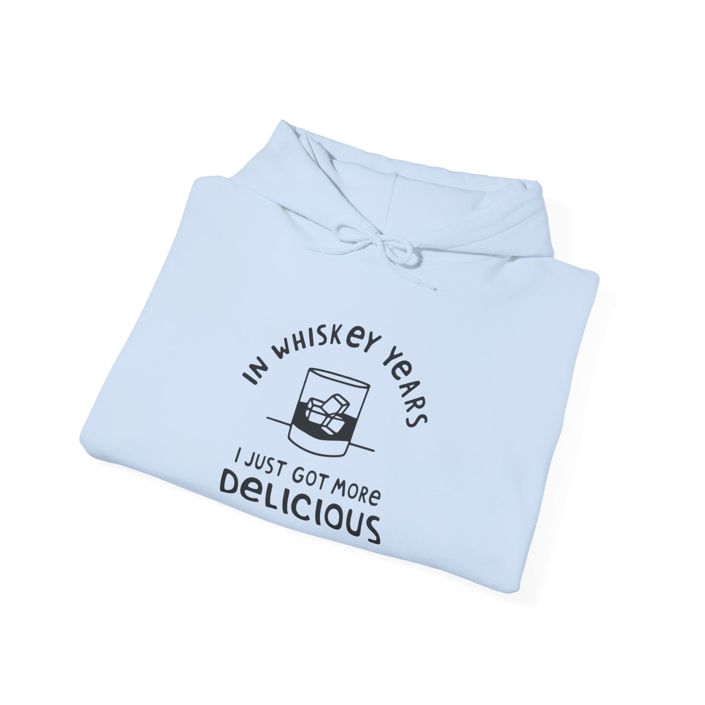 Whiskey Years Hoodie, Funny Sweatshirt for Whiskey Lovers, Perfect Gift for Birthdays, Relaxed Cozy Attire, Unisex Heavy Blend Apparel