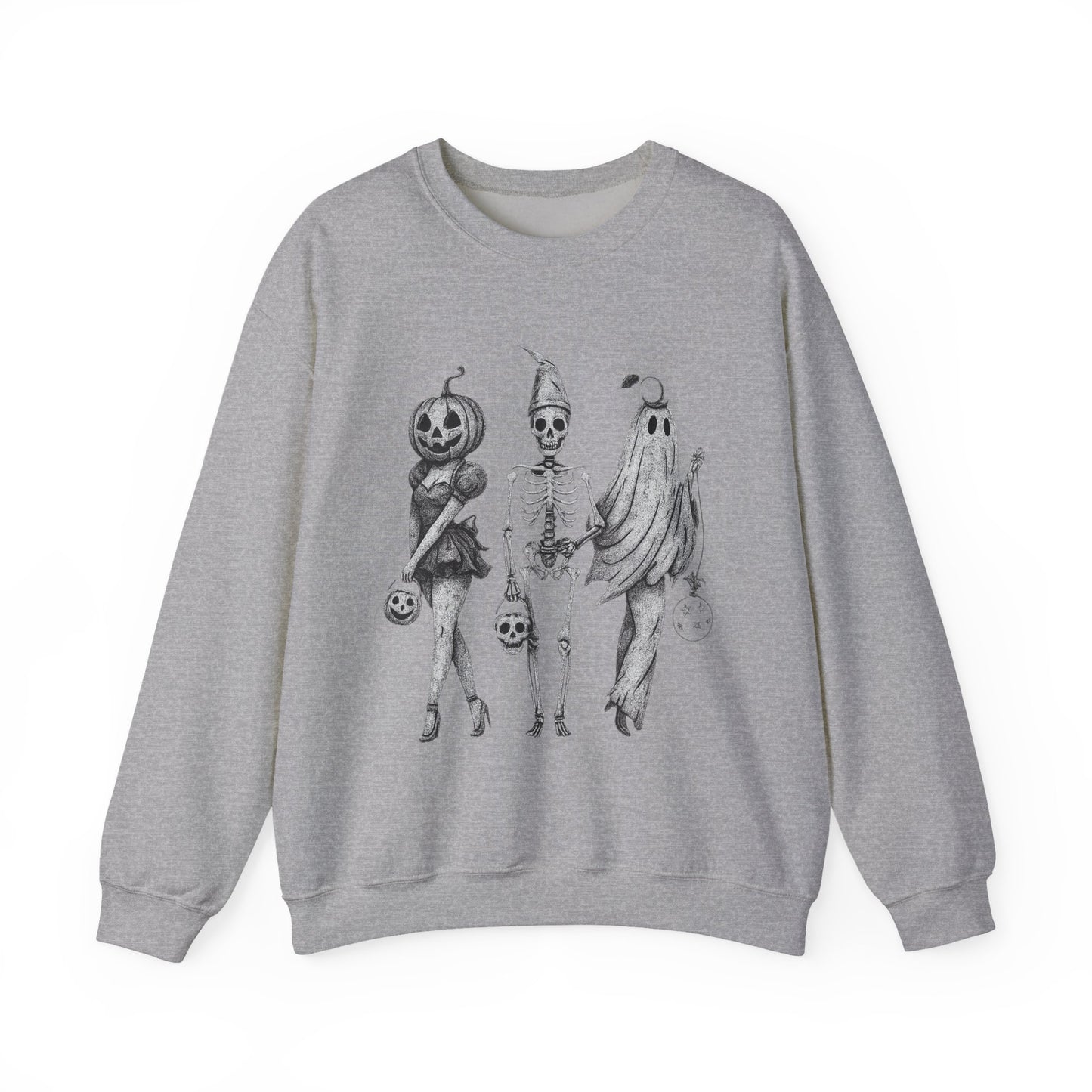 Halloween Sweatshirt with Ghosts and Ghouls Design