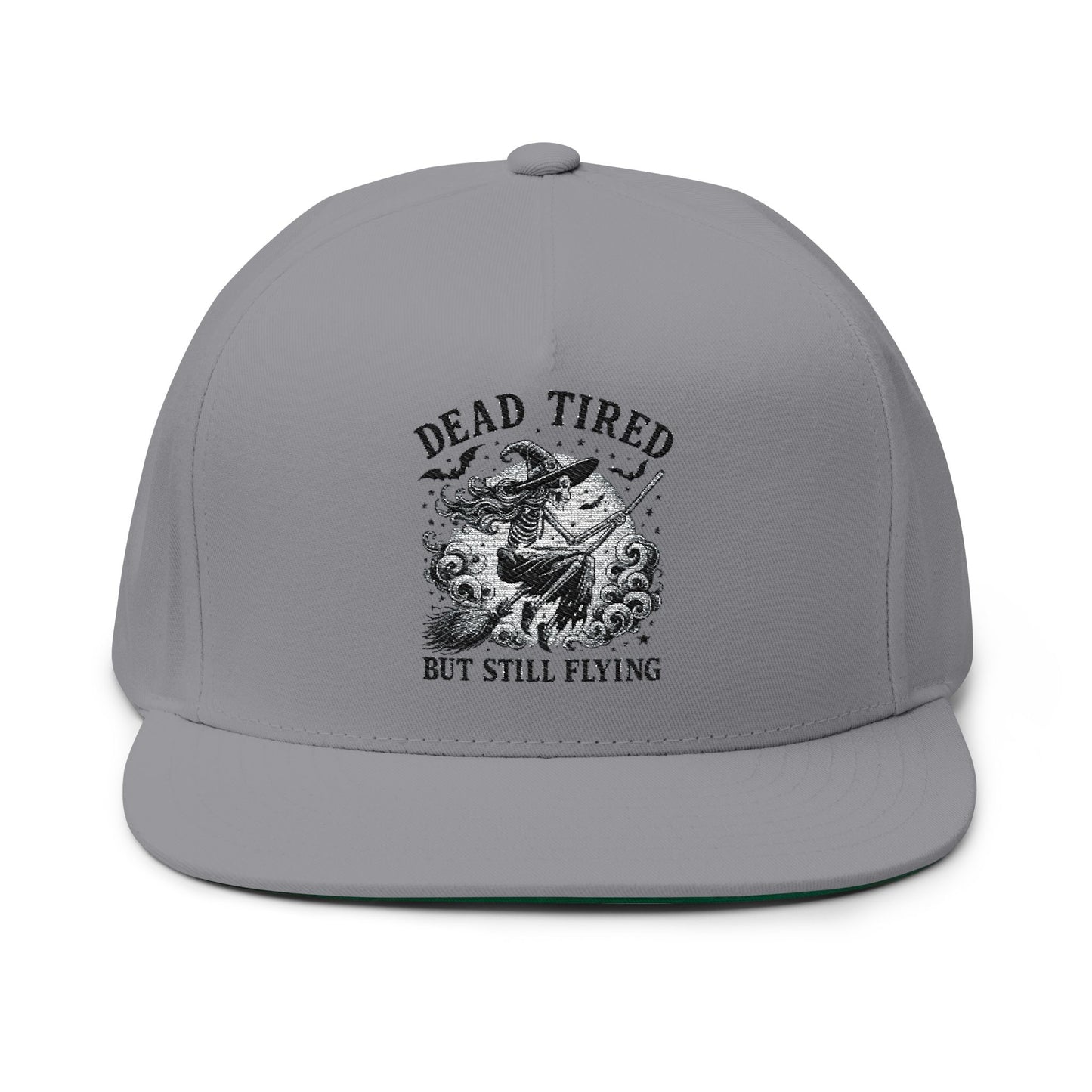 Embroidered Flat Bill Cap, Stylish Snapback, Dead Tired Design, Perfect for Casual Wear, Great Gift for Friends