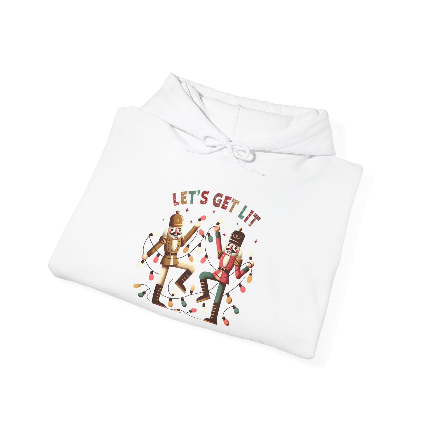 Festive Hooded Sweatshirt - Let's Get Lit, Winter Apparel, Holiday Gift, Cozy Layer, Unisex Style, Casual Wear