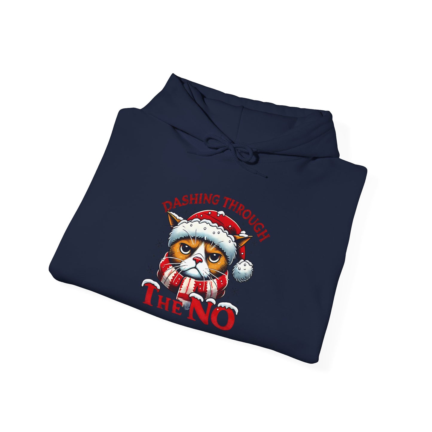 Festive Cat Christmas Hoodie, Unisex Heavy Blend Hooded Sweatshirt, Holiday Gift, Cozy Winter Apparel, Funny Xmas Sweatshirt