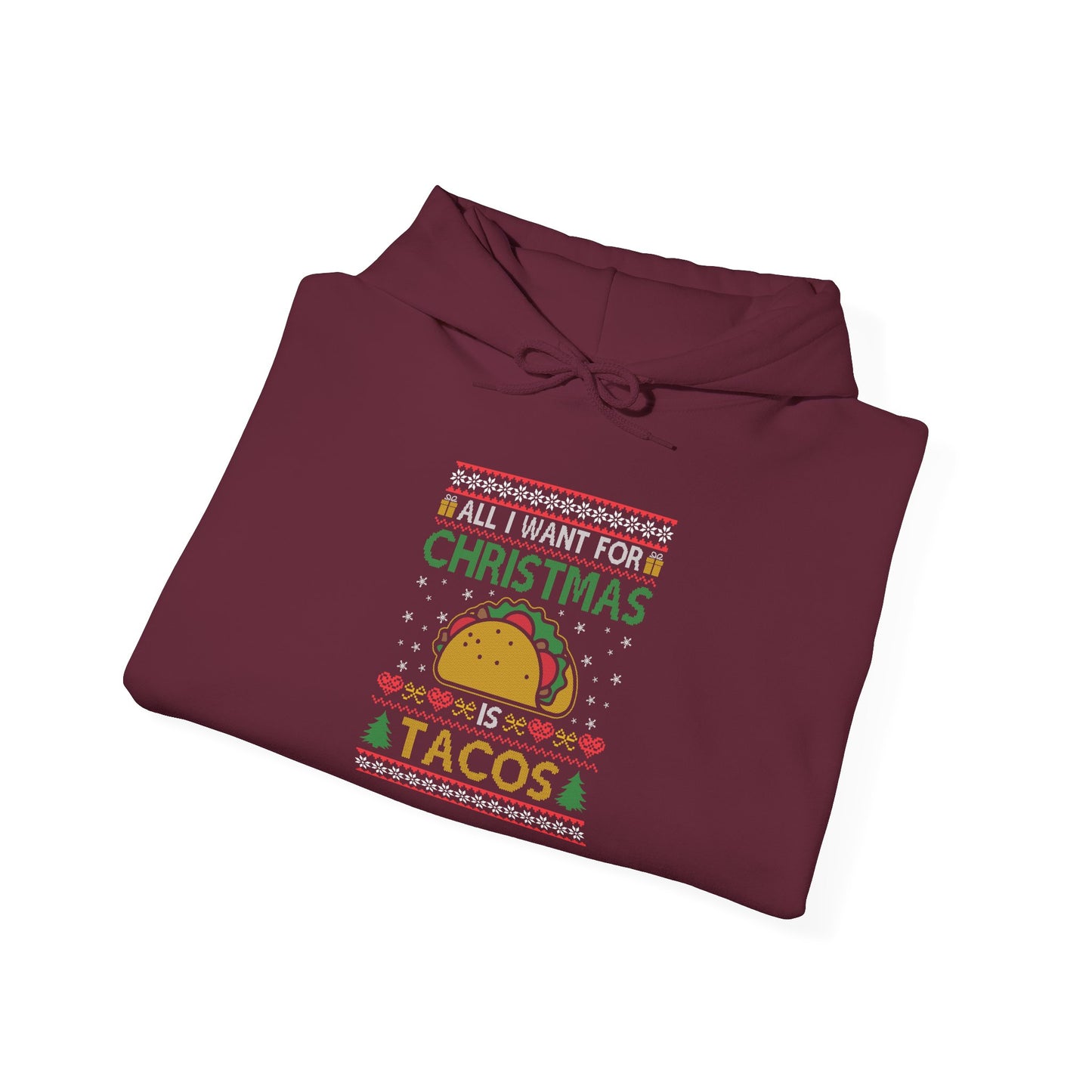 Christmas Tacos Sweatshirt, Holiday Hoodie, Funny Gift for Taco Lovers, Unisex Sweatshirt, Festive Apparel for Winter