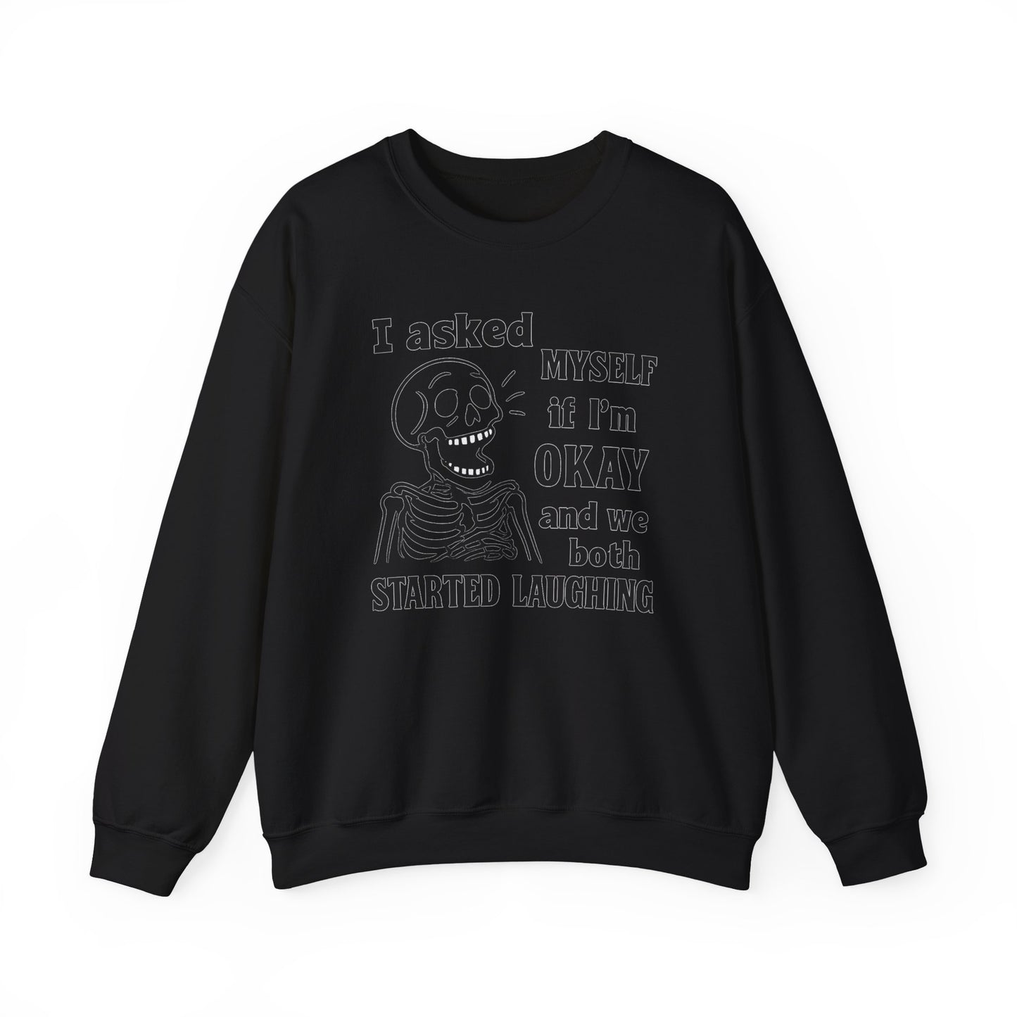Funny Skeleton Sweatshirt, Unisex Crewneck for Comfort, Perfect for Halloween, Casual Wear, Gift for Friends, Cozy Laughs