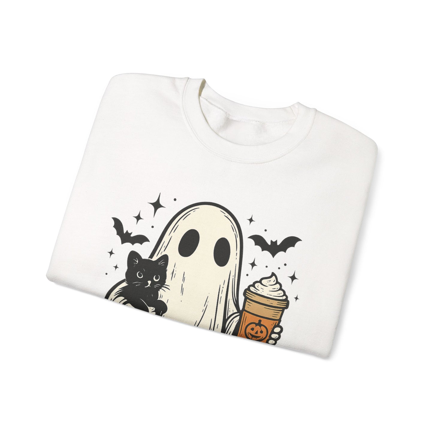 Ghostly Cuddle Sweatshirt - Cozy Unisex Crewneck, Halloween Apparel, Fall Fashion, Spooky Season, Cat Lover Gift