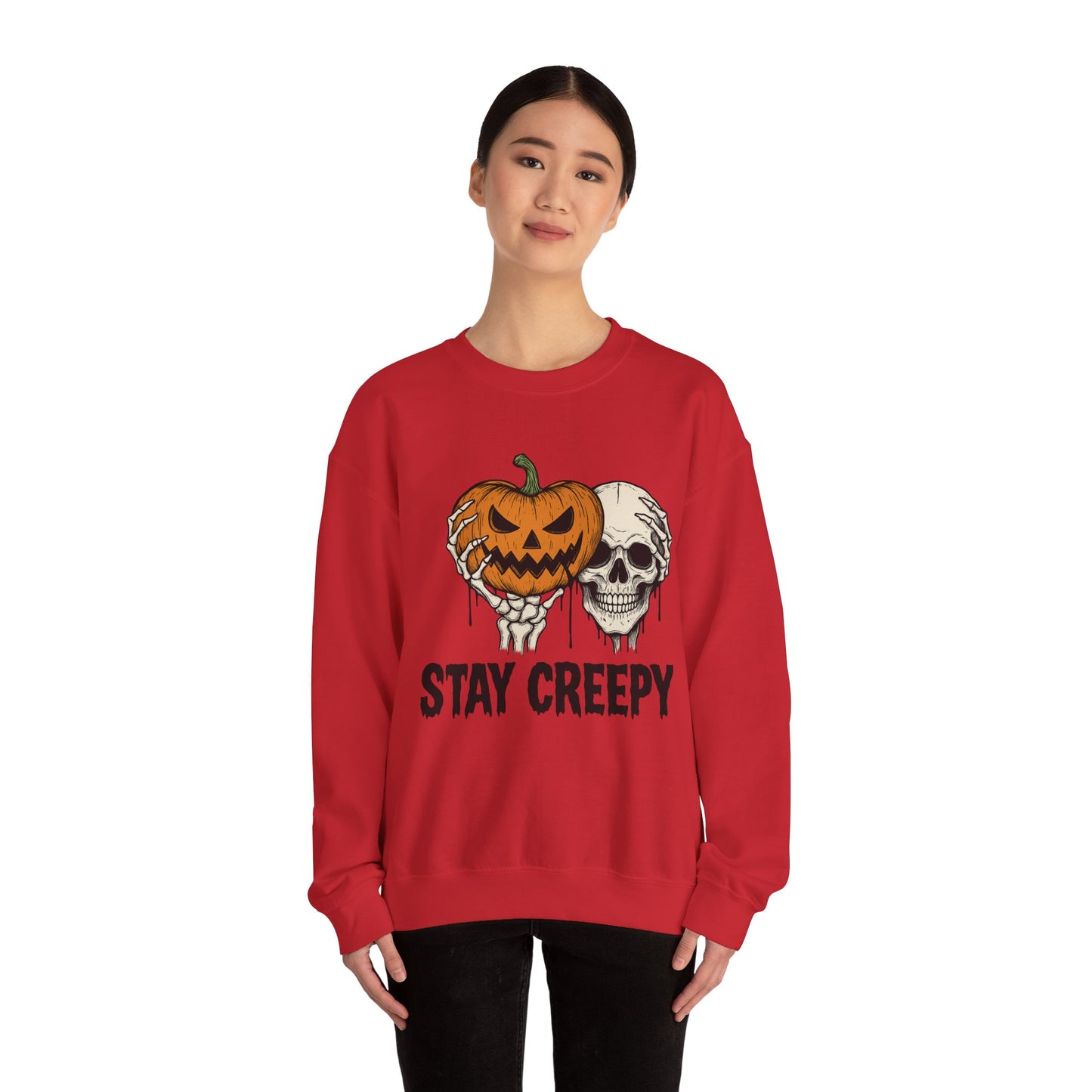 Stay Creepy Crewneck Sweatshirt, Halloween Sweatshirt, Unisex Fall Fashion, Cozy Sweatshirt Apparel, Spooky Halloween, Festive Gift