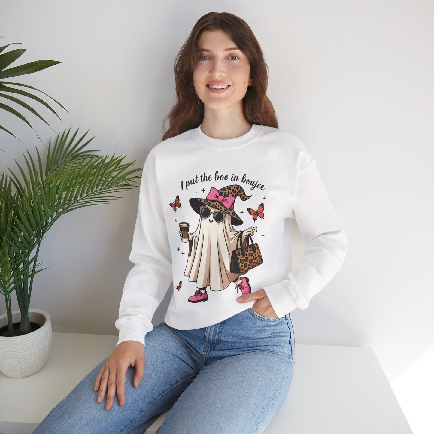 Chic Ghost Crewneck Sweatshirt | Halloween Cozy Apparel, Casual Outfit, Trendy Gift, Fall Fashion