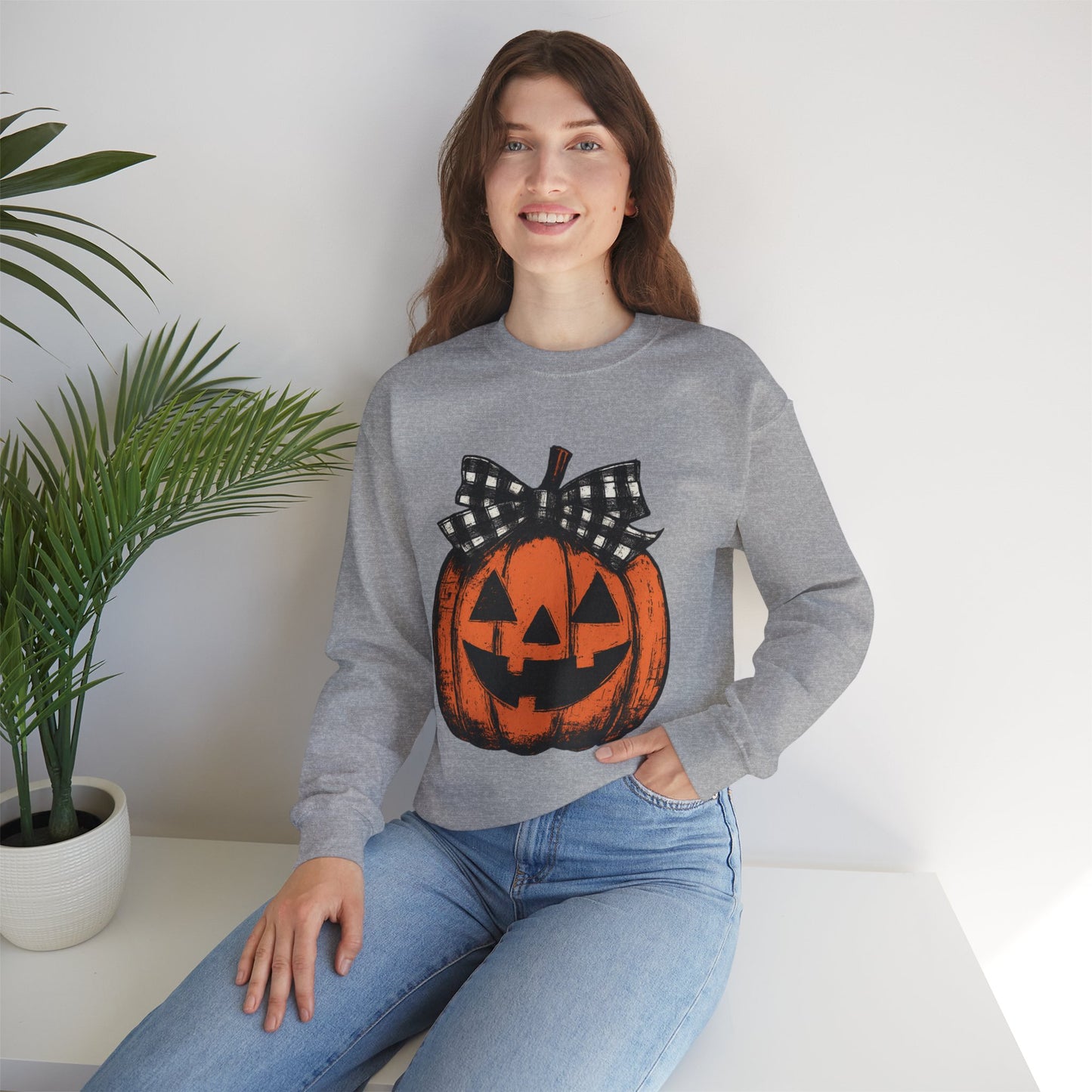 Autumn Pumpkin Crewneck Sweatshirt, Fall Fashion, Halloween Sweatshirt, Cozy Sweater, Pumpkin Patch Outfit, Unisex Clothing