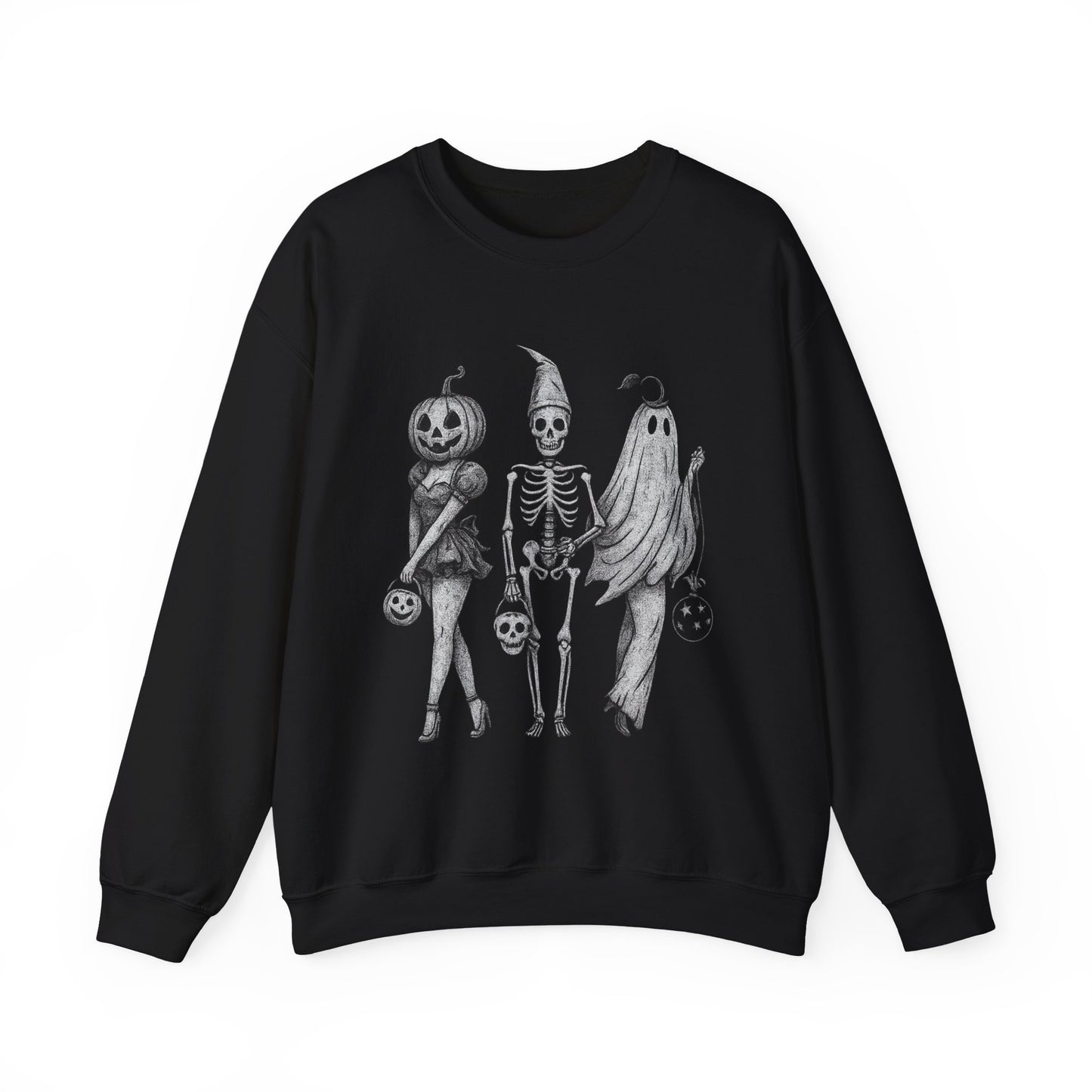 Halloween Sweatshirt with Ghosts and Ghouls Design