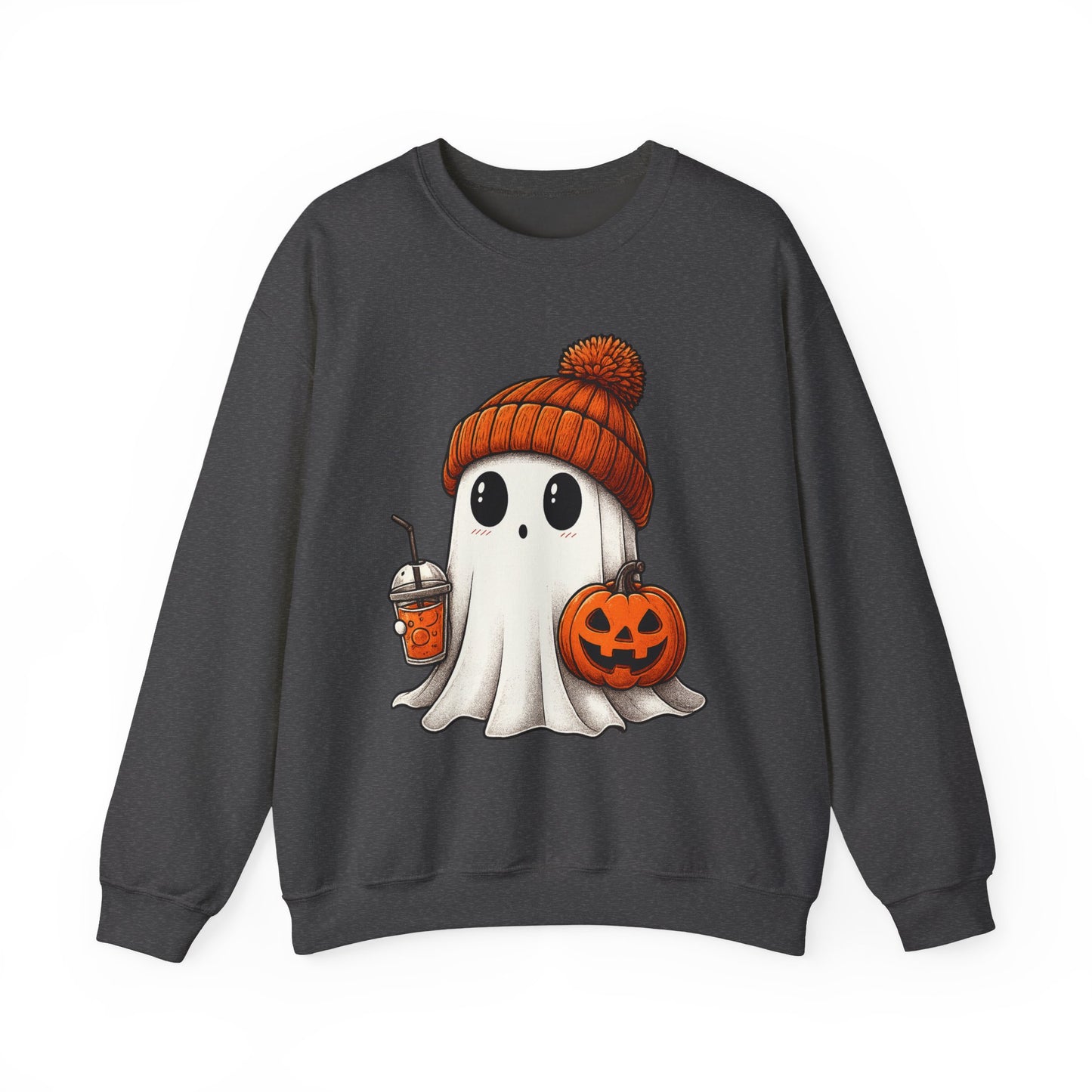 Cute Ghost Halloween Sweatshirt, Unisex Crewneck, Spooky Season Apparel, Fall Fashion, Cozy Pumpkin Sweater