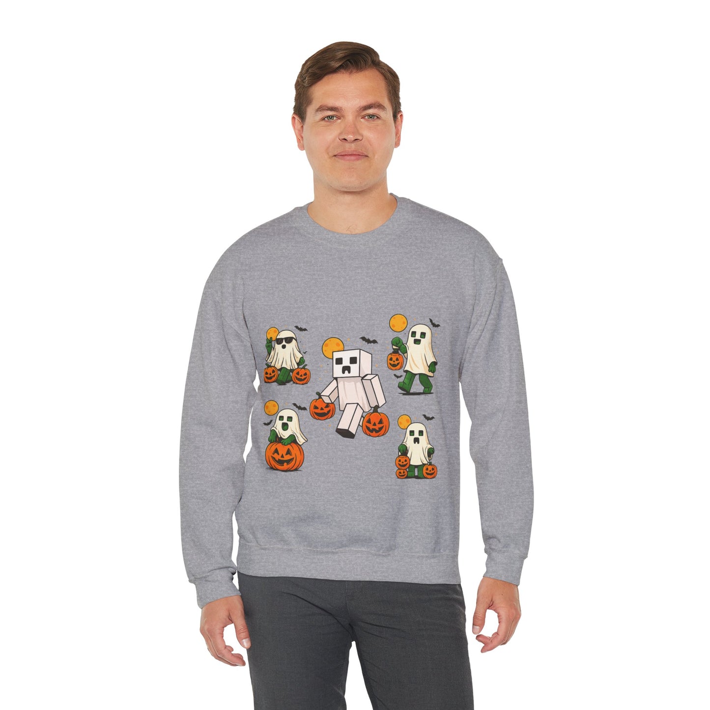 Halloween Ghost Cartoon Sweatshirt, Unisex Crewneck, Cozy Autumn Wear, Halloween Gifts, Spooky Season Apparel, Cute Sweatshirt
