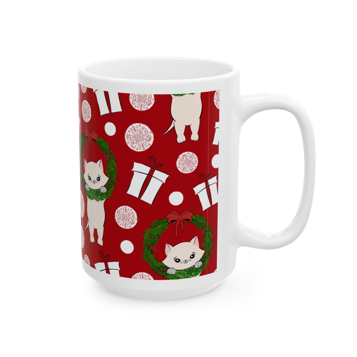 Christmas Cat Ceramic Mug, (11oz, 15oz)