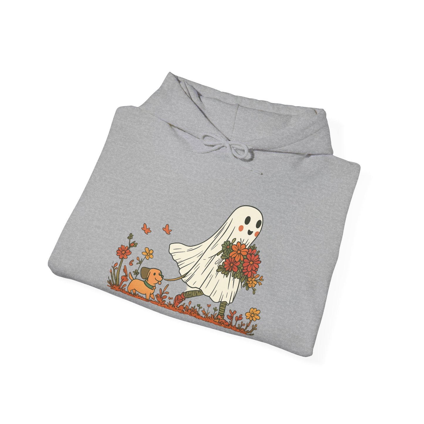 Ghostly Blooms Hoodie - Cozy Fall Fashion, Halloween Spirit, Gift for Friends, Trendy Hoodie, Autumn Style