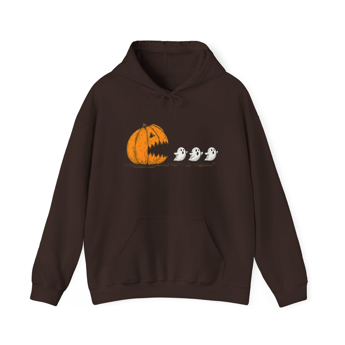 Spooky Ghosts & Pumpkin Hoodie - Unisex Heavy Blend Hoodie, Halloween Apparel, Cozy Fall Layer, Ghost Lovers Gift, Autumn Style