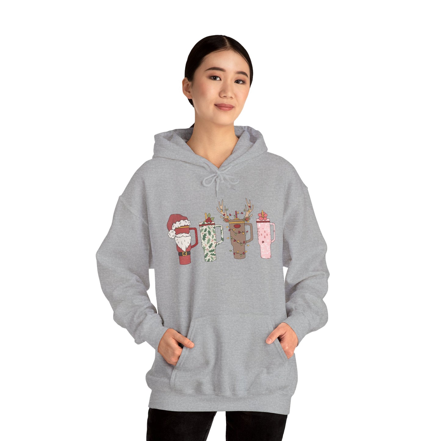 Festive Hot Beverage Hoodie, Holiday Sweatshirt, Unisex Cozy Pullover, Christmas Gift, Winter Apparel, Mug Design Hoodie