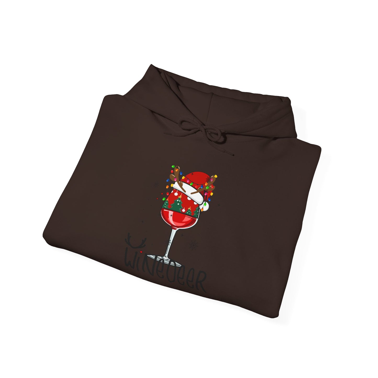 Wine Deer Hooded Sweatshirt, Cozy Gift for Wine Lovers, Christmas Apparel, Unisex Holiday Hoodie, Cute Wine Lover Sweatshirt