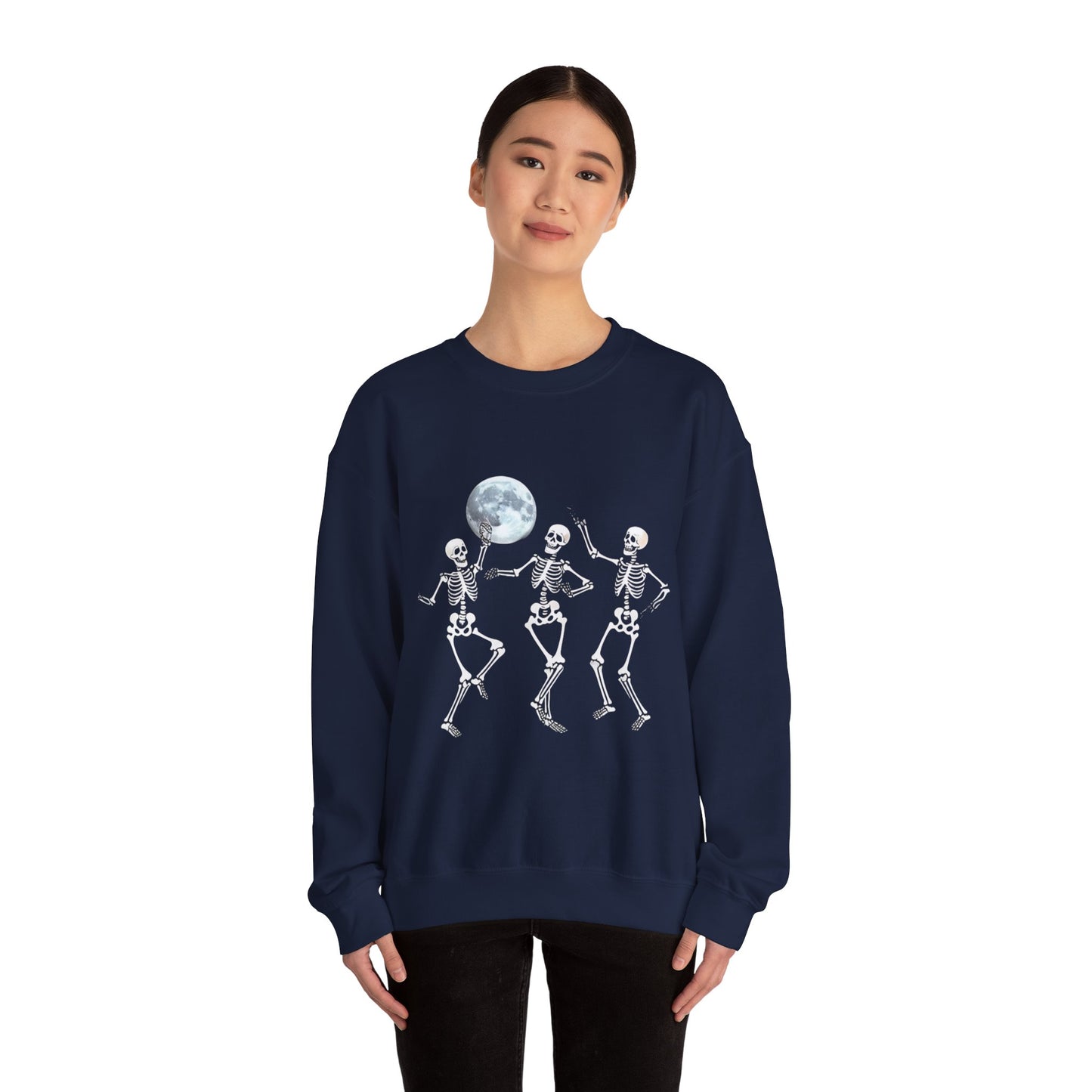 Spooky Dance Crewneck Sweatshirt - Halloween Oddities, Unisex Sweatshirt, Festive Apparel, Skeleton Design, Cozy Style