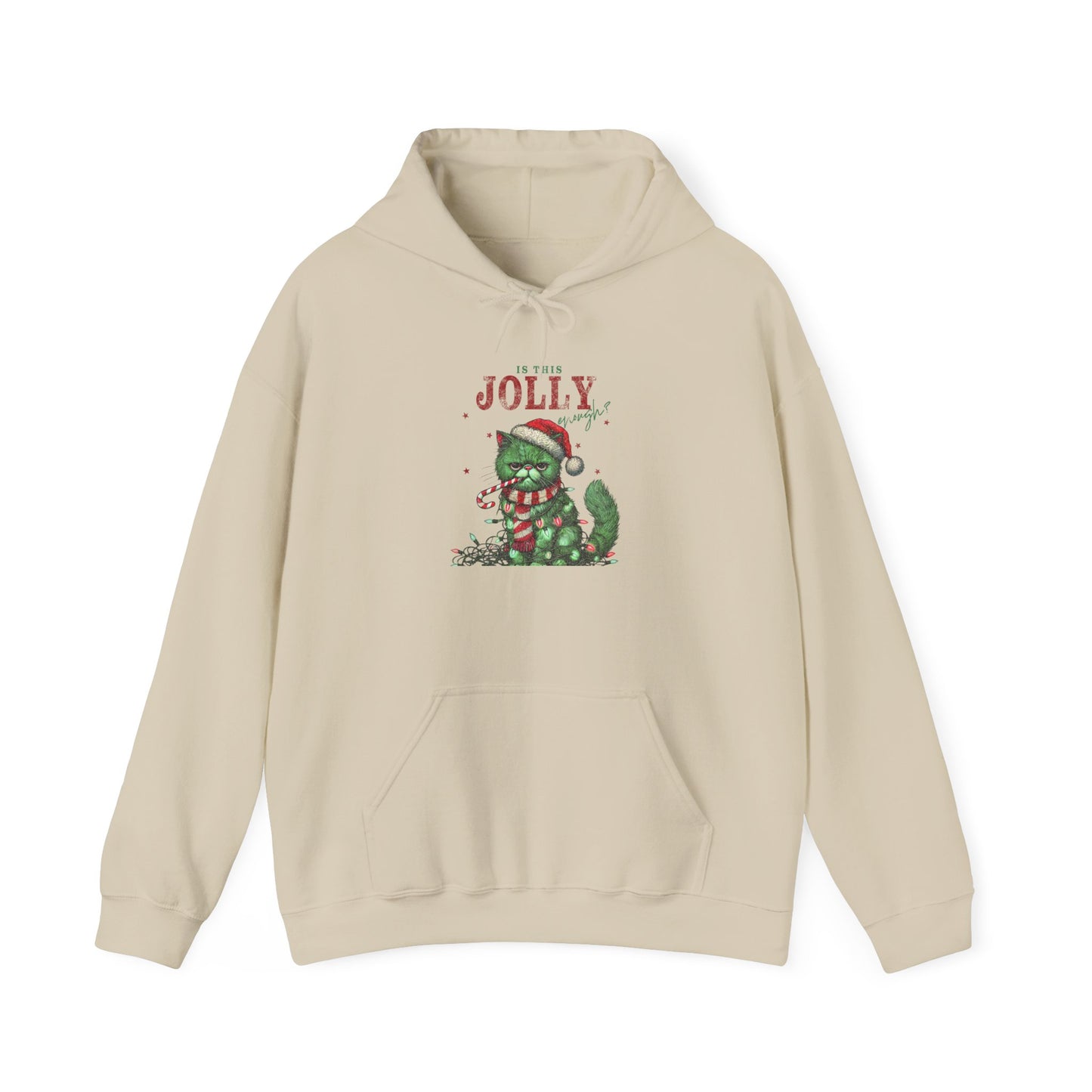 Festive Cat Hoodie, Cozy Holiday Hoodie, Jolly Grunge Pullover, Cute Cat Lover Gift, Merry Cat Hoodie