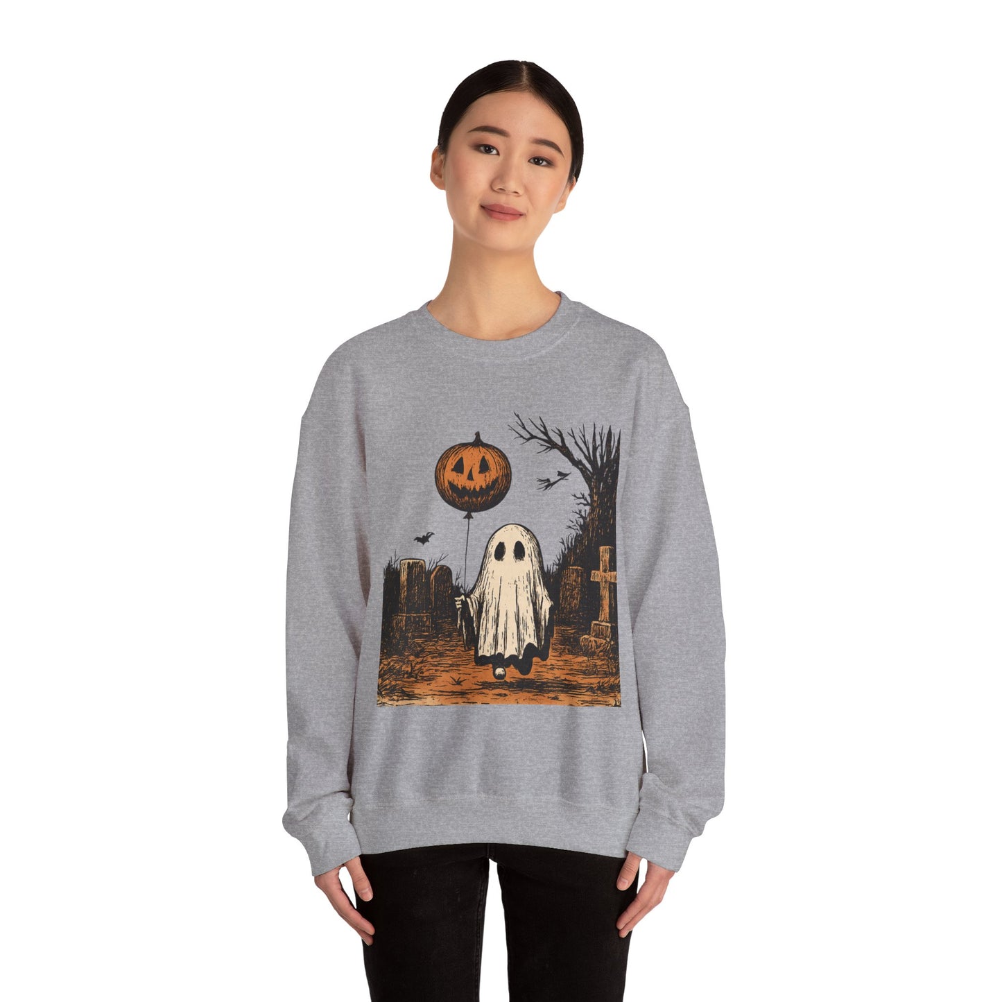 Halloween Ghost Crewneck Sweatshirt - Fall Fashion, Cozy Sweater, Spooky Style, Halloween Decor, Unique Gift