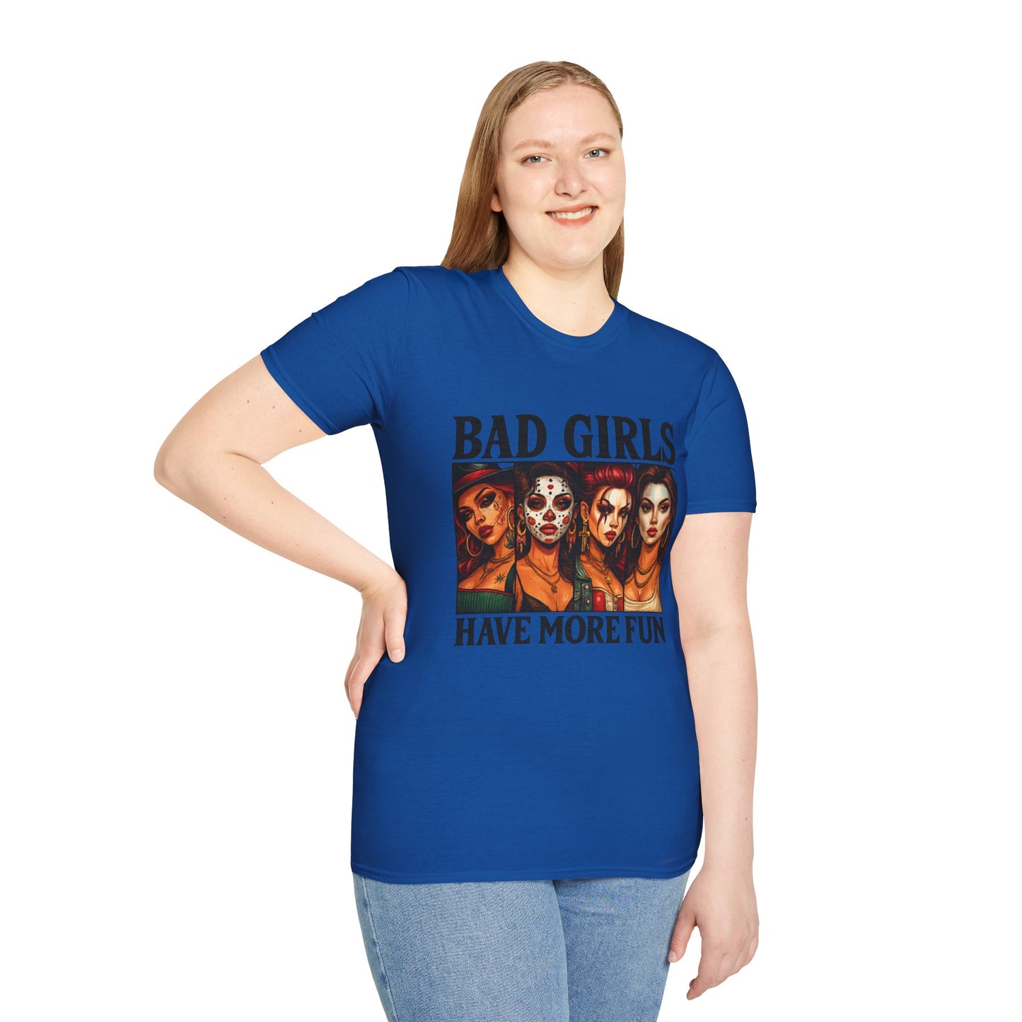 Bad Girls Have More Fun Unisex Softstyle T-Shirt, Trendy Tee, Fun Graphic Shirt, Gift for Women, Casual Wear, Party Outfit