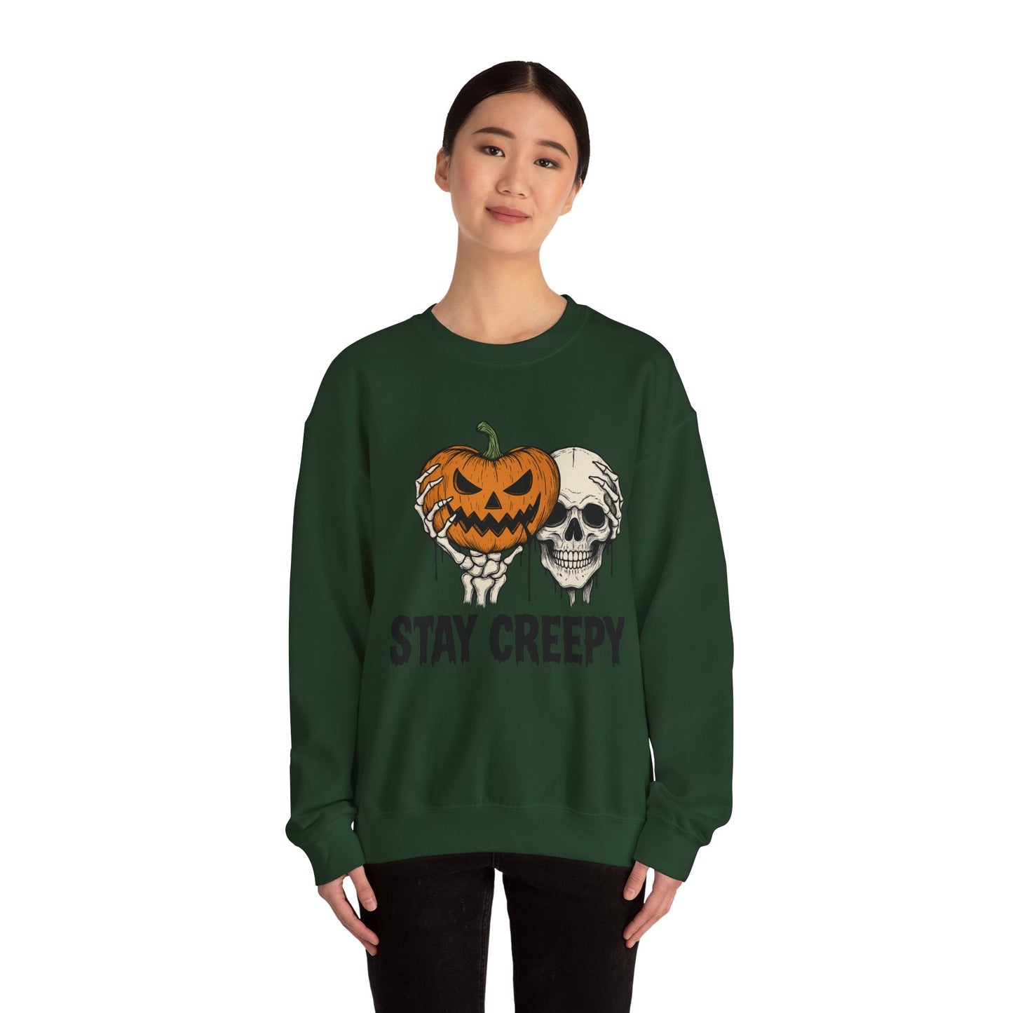 Stay Creepy Crewneck Sweatshirt, Halloween Sweatshirt, Unisex Fall Fashion, Cozy Sweatshirt Apparel, Spooky Halloween, Festive Gift