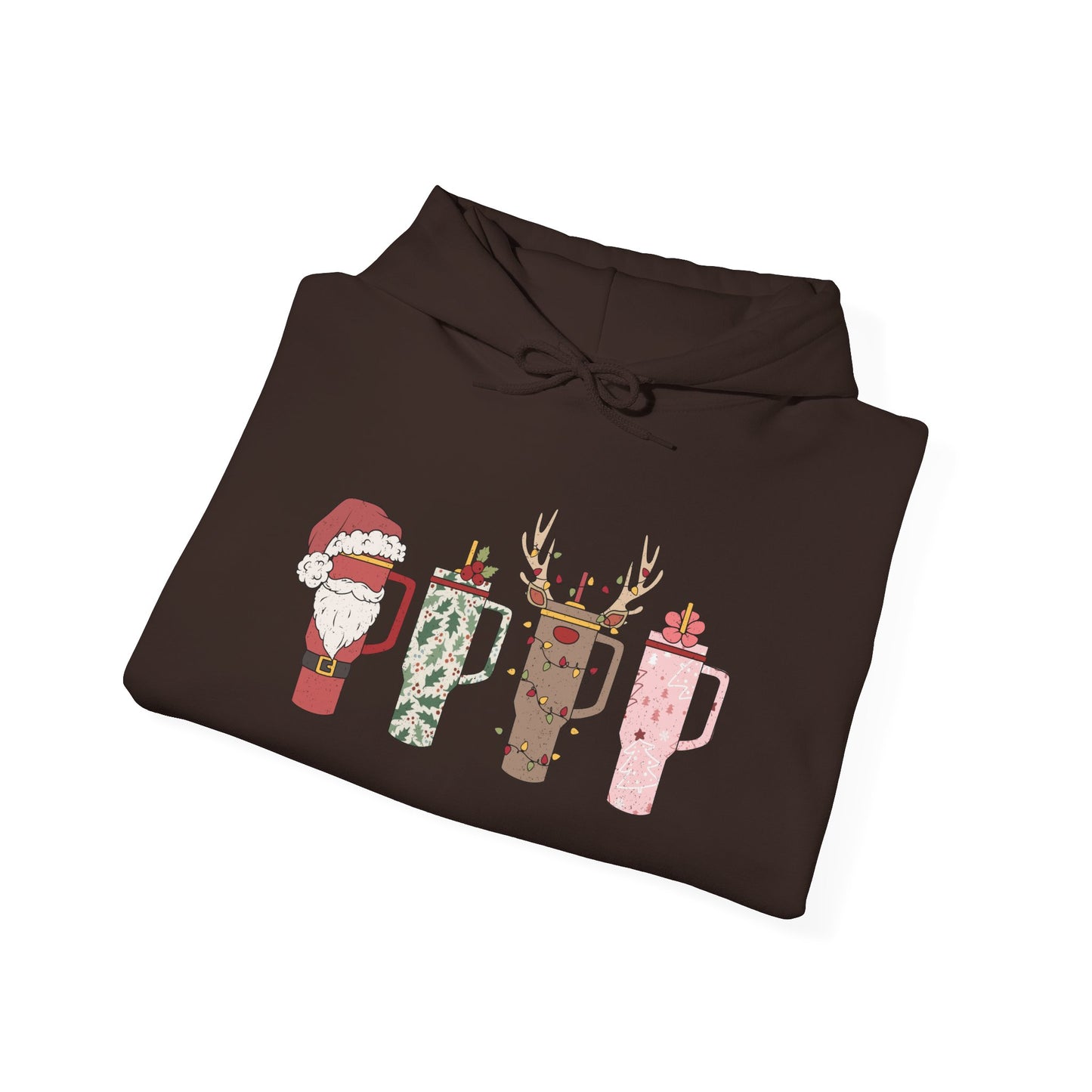 Festive Hot Beverage Hoodie, Holiday Sweatshirt, Unisex Cozy Pullover, Christmas Gift, Winter Apparel, Mug Design Hoodie