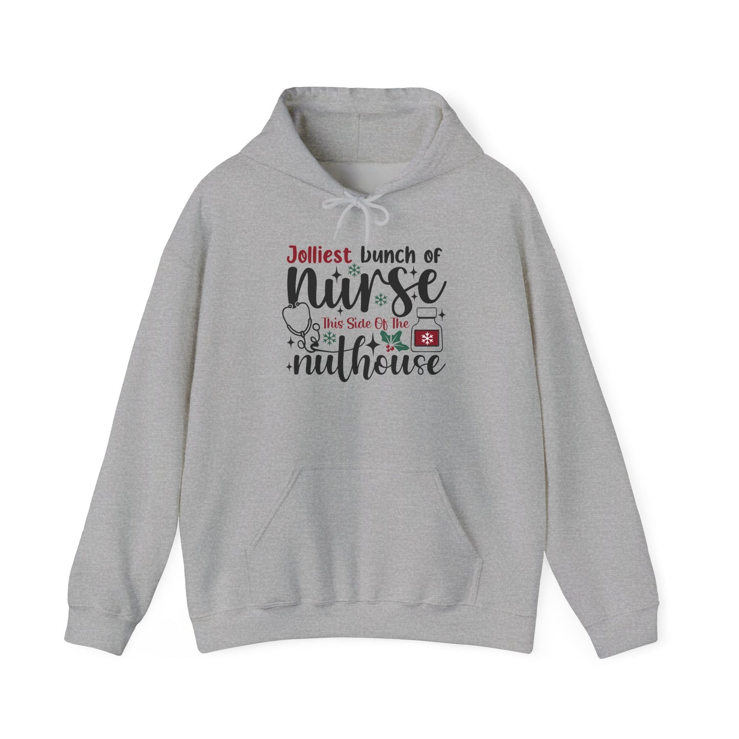 Jolliest Nurse Hooded Sweatshirt, Funny Nursing Gift, Cozy Hoodie for Nurses, Birthday, Nurse Appreciation, Holidays, Custom Sweatshirt