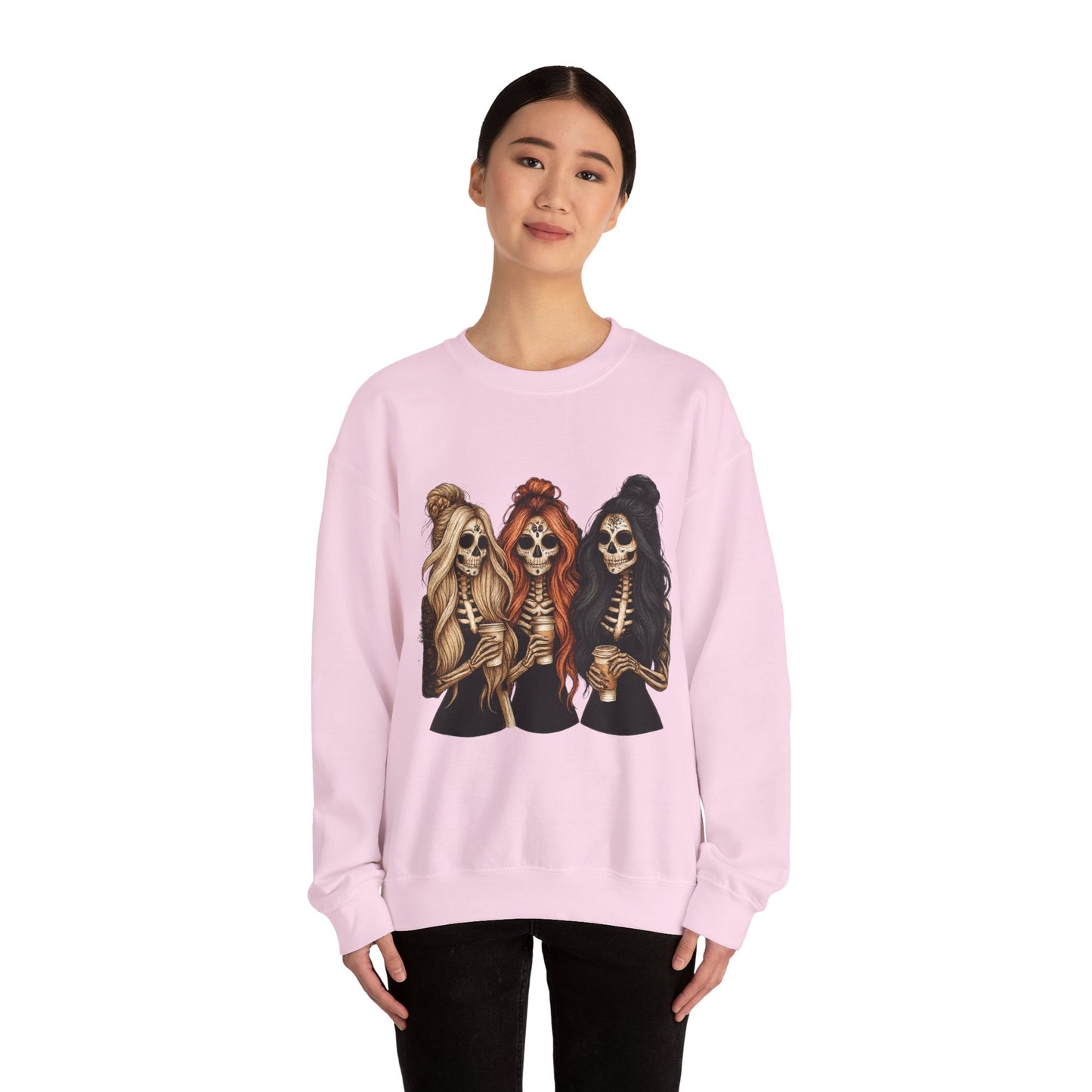 Halloween Skeleton Crewneck Sweatshirt, Cozy Unisex Sweatshirt, Trendy Halloween Apparel, Gift for Halloween Lovers, Spooky Season Outfit