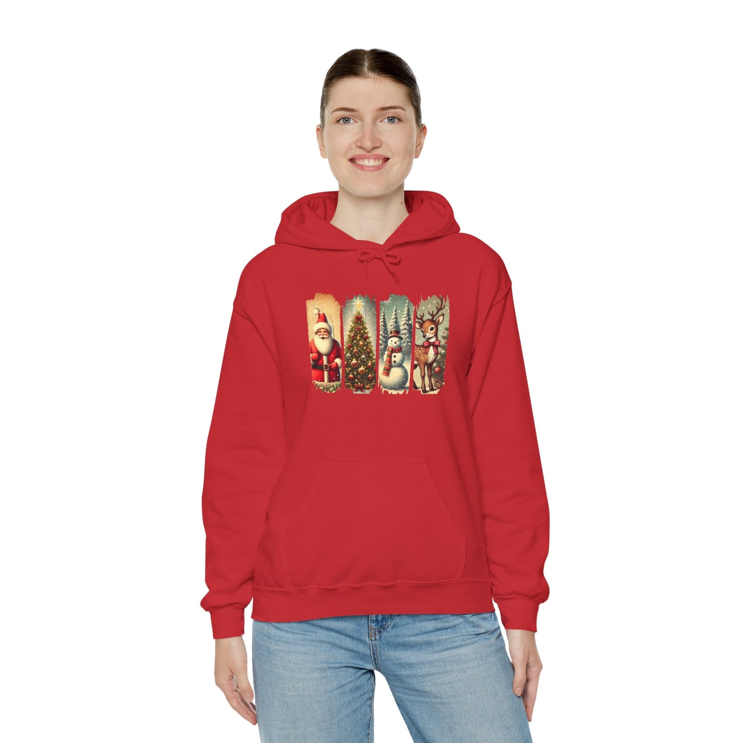 Cozy Christmas Sweatshirt with Vintage Holiday Designs, Unisex Hoodie for Winter, Christmas Gift, Holiday Wear, Festive Apparel