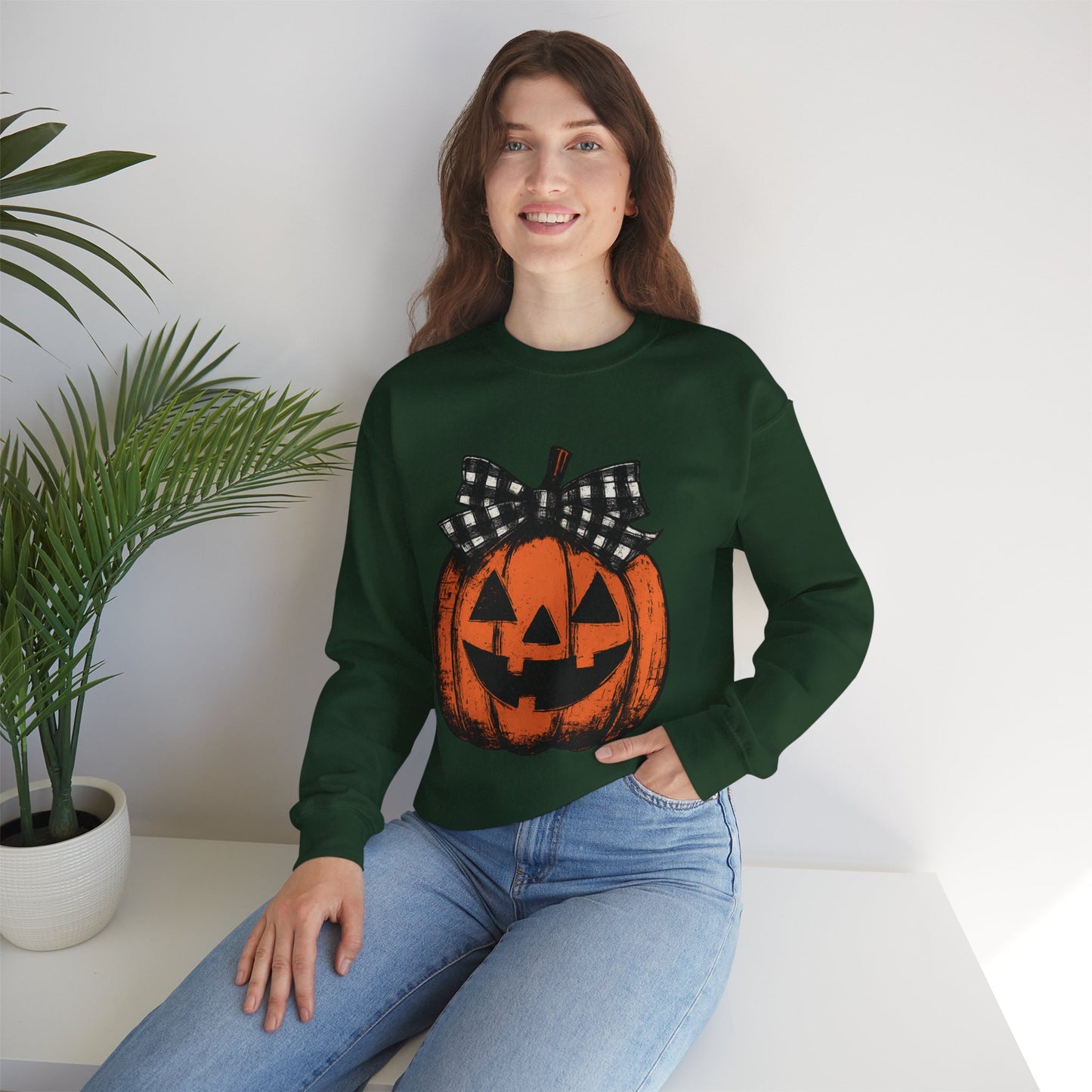 Autumn Pumpkin Crewneck Sweatshirt, Fall Fashion, Halloween Sweatshirt, Cozy Sweater, Pumpkin Patch Outfit, Unisex Clothing