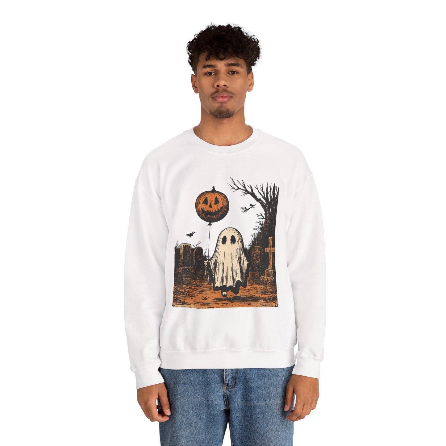 Halloween Ghost Crewneck Sweatshirt - Fall Fashion, Cozy Sweater, Spooky Style, Halloween Decor, Unique Gift