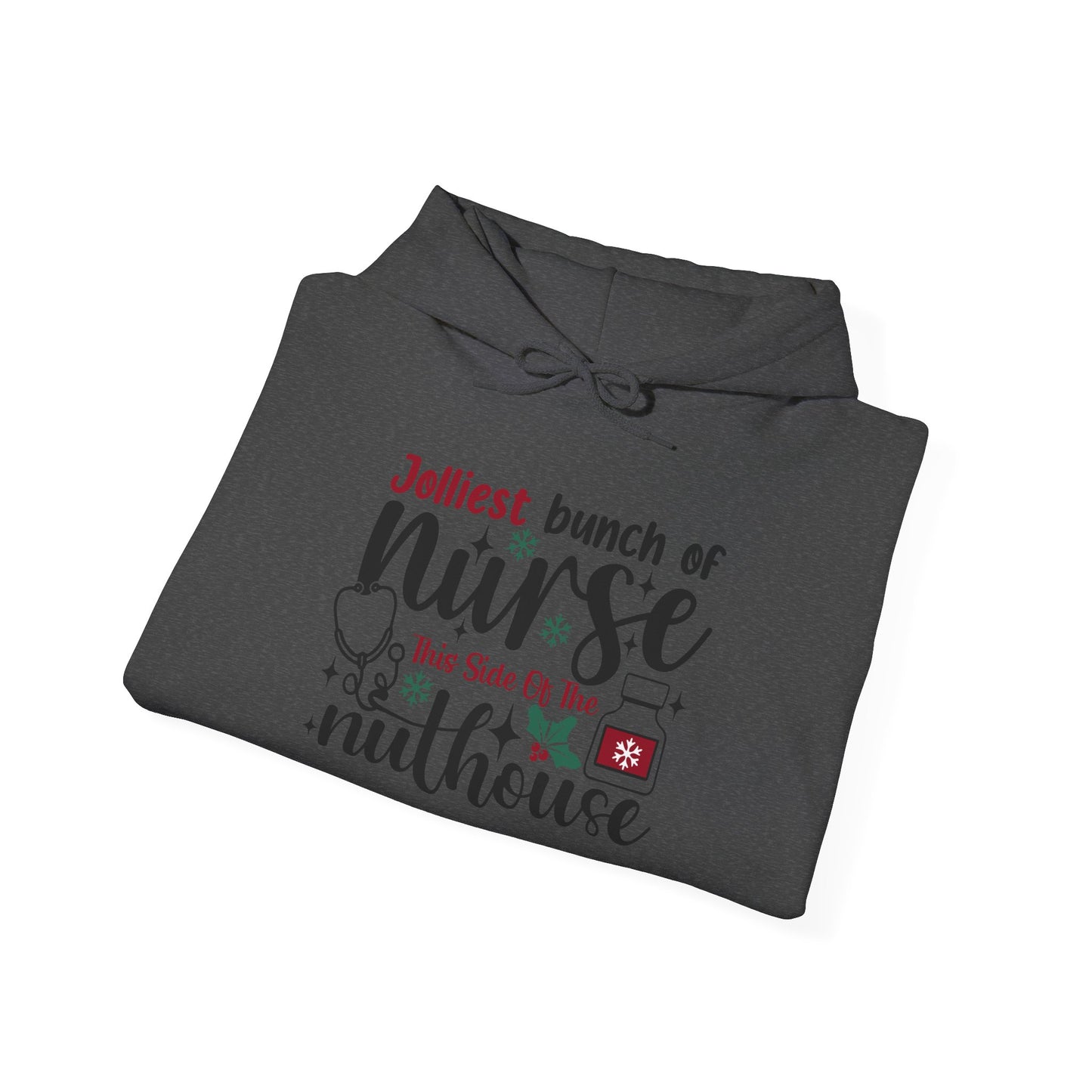 Jolliest Nurse Hooded Sweatshirt, Funny Nursing Gift, Cozy Hoodie for Nurses, Birthday, Nurse Appreciation, Holidays, Custom Sweatshirt