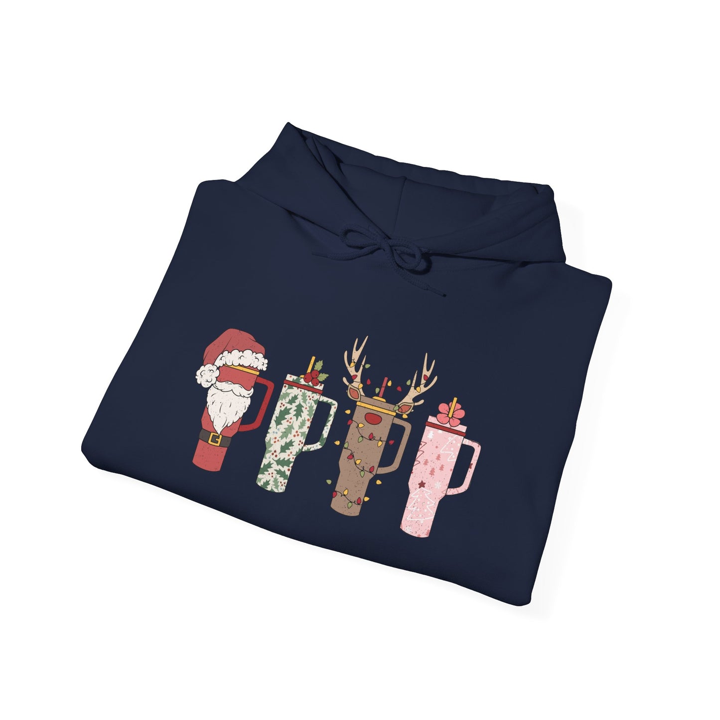 Festive Hot Beverage Hoodie, Holiday Sweatshirt, Unisex Cozy Pullover, Christmas Gift, Winter Apparel, Mug Design Hoodie