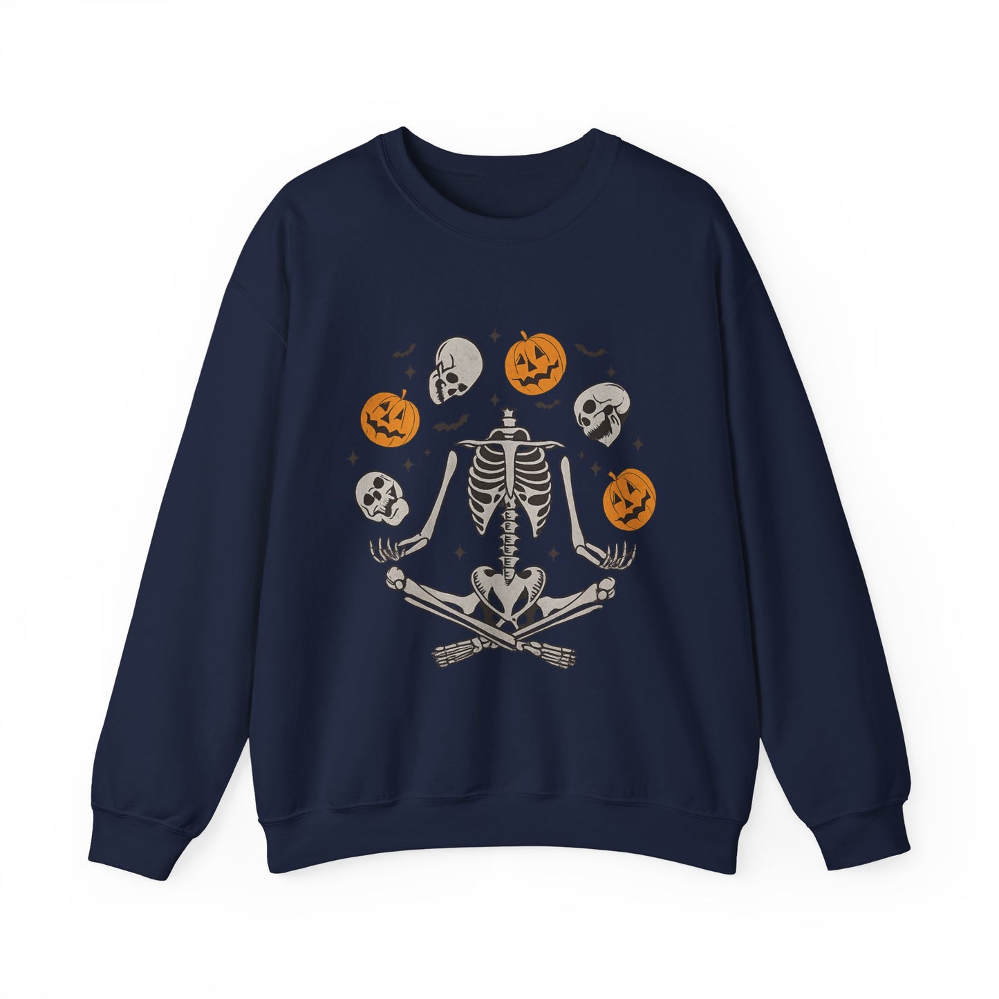 Halloween Skeleton Yoga Sweatshirt, Cute Autumn Apparel, Spooky Season Outfit, Unisex Cozy Crewneck, Gift for Halloween Lovers