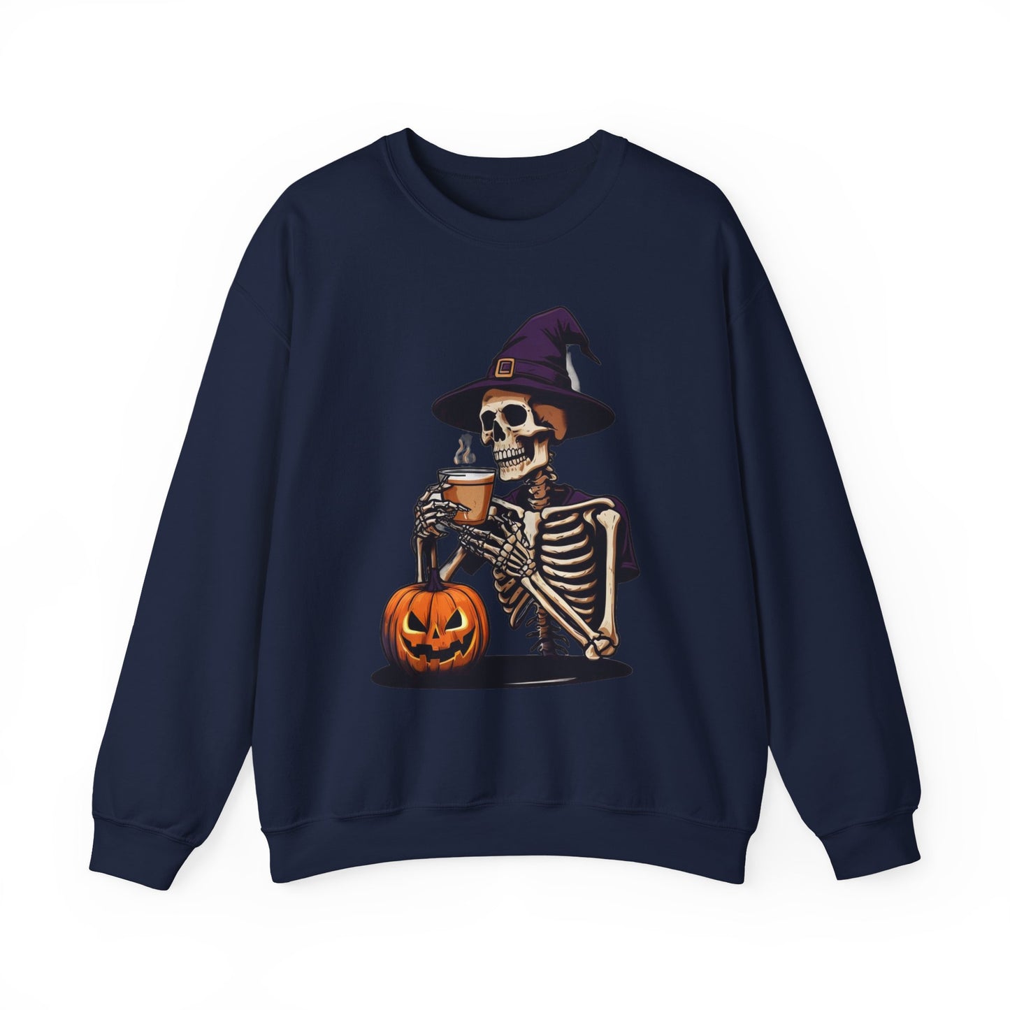 Spooky Skeleton Halloween Sweatshirt, Unisex Crewneck, Cozy Fall Fashion, Halloween Costume, Party Apparel, Ideal for Trick or Treat
