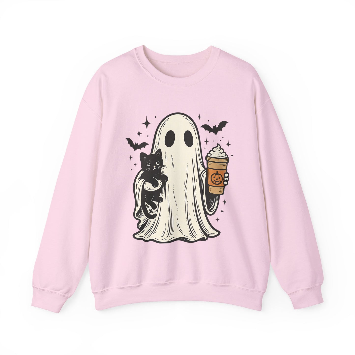 Ghostly Cuddle Sweatshirt - Cozy Unisex Crewneck, Halloween Apparel, Fall Fashion, Spooky Season, Cat Lover Gift