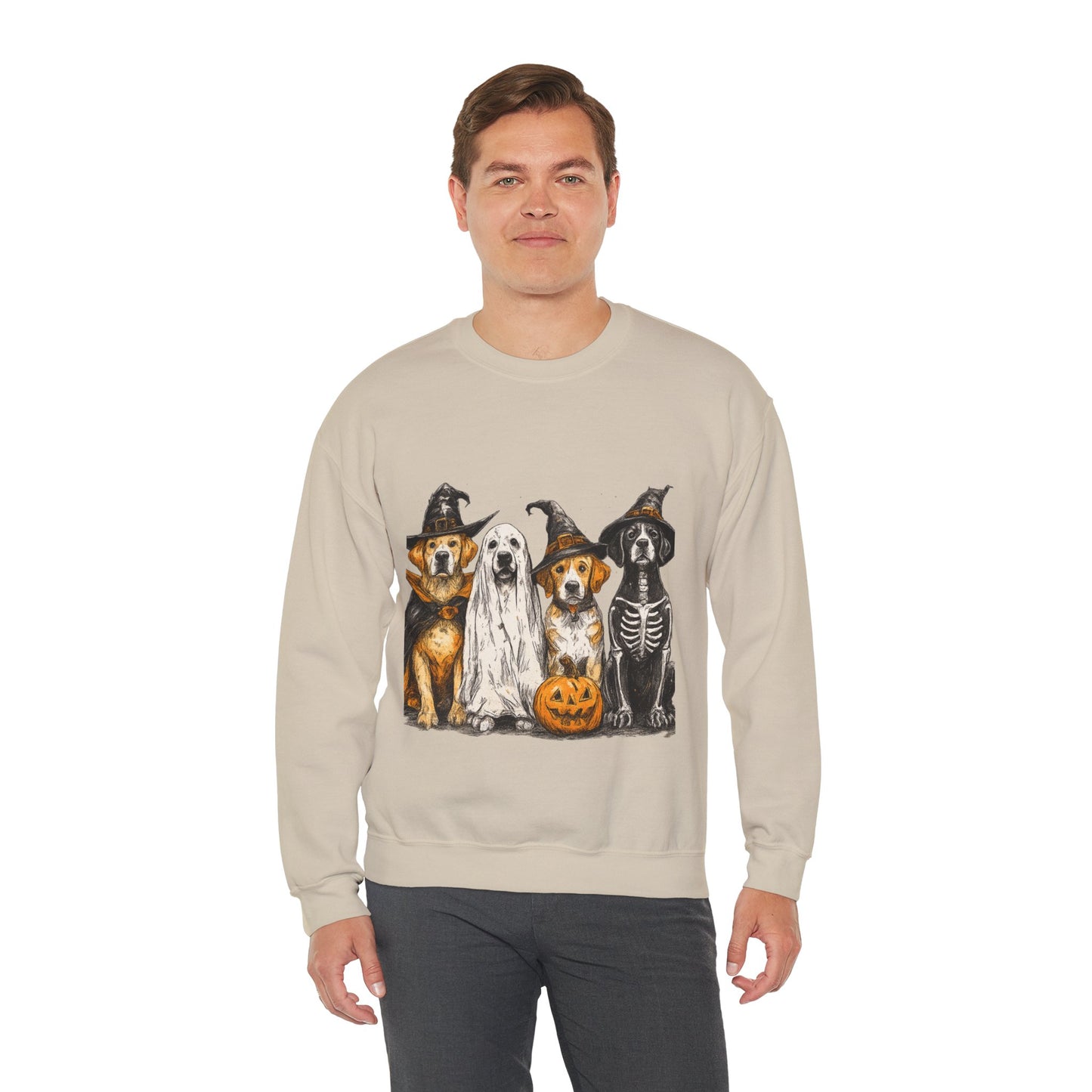 Halloween Dog-Themed Sweatshirt, Cozy Fall Apparel, Unisex Crewneck, Pet Lover Gift, Spooky Season Fashion