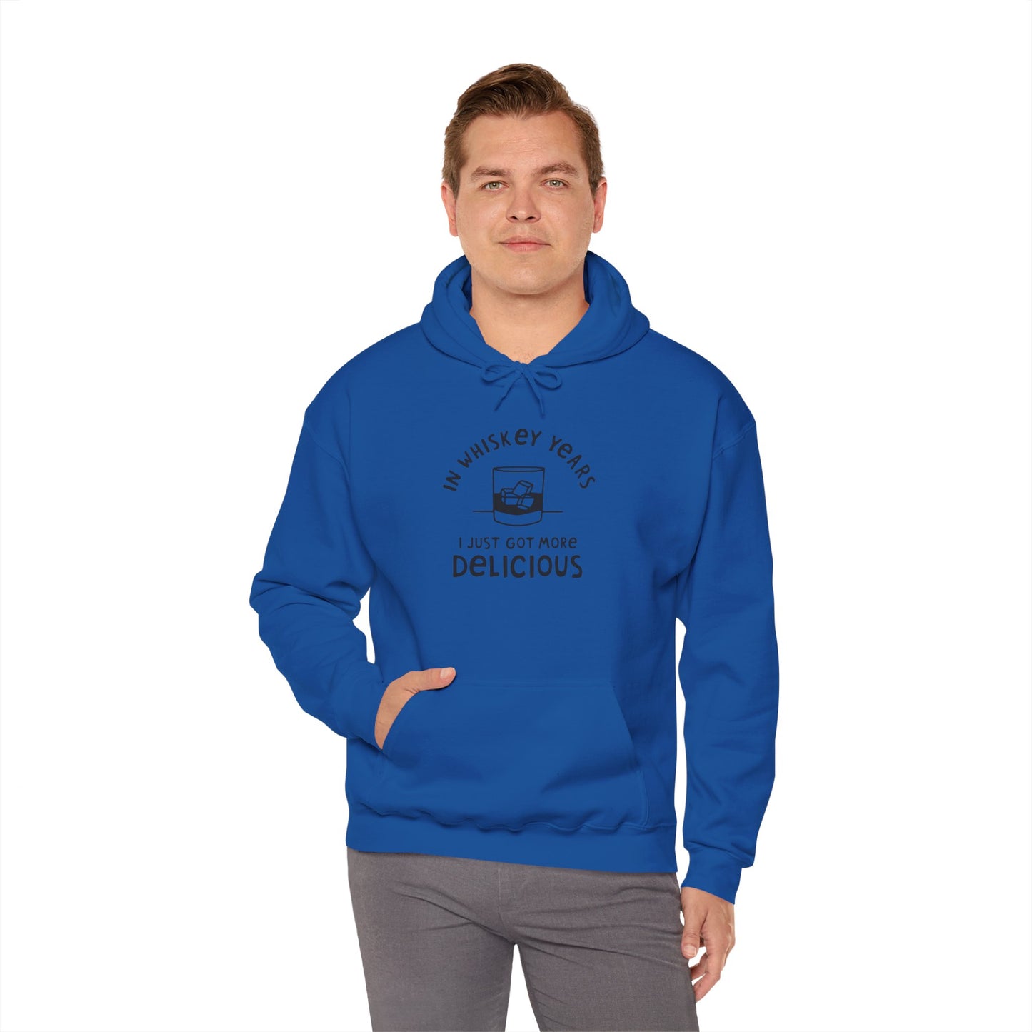 Whiskey Years Hoodie, Funny Sweatshirt for Whiskey Lovers, Perfect Gift for Birthdays, Relaxed Cozy Attire, Unisex Heavy Blend Apparel