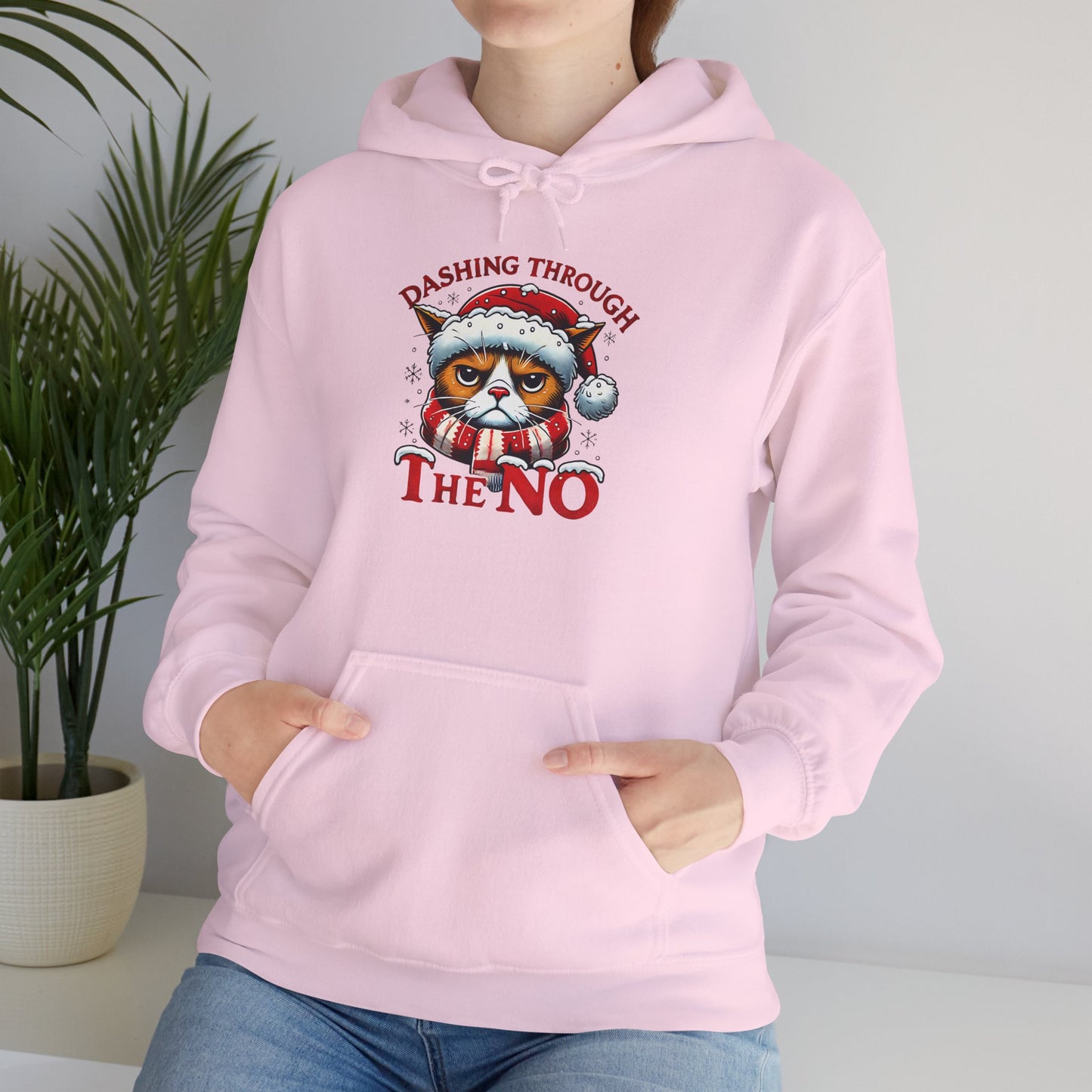 Festive Cat Christmas Hoodie, Unisex Heavy Blend Hooded Sweatshirt, Holiday Gift, Cozy Winter Apparel, Funny Xmas Sweatshirt